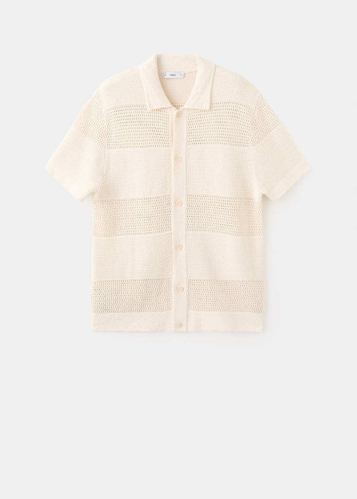 Openwork knitted shirt — Ecru