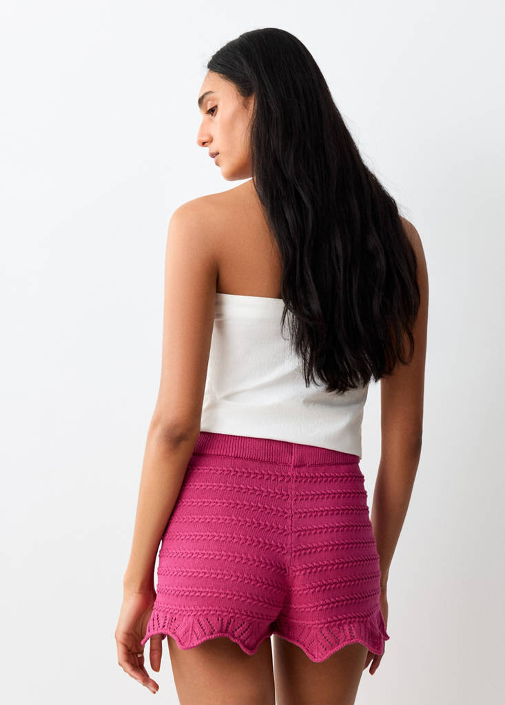 Ruffle knit shorts — Pink