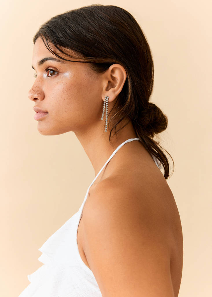Halter neck ruffled top — Off White