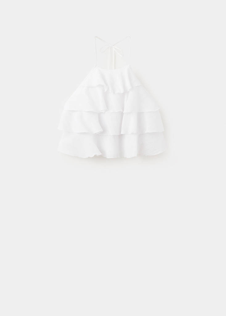 Halter neck ruffled top — Off White