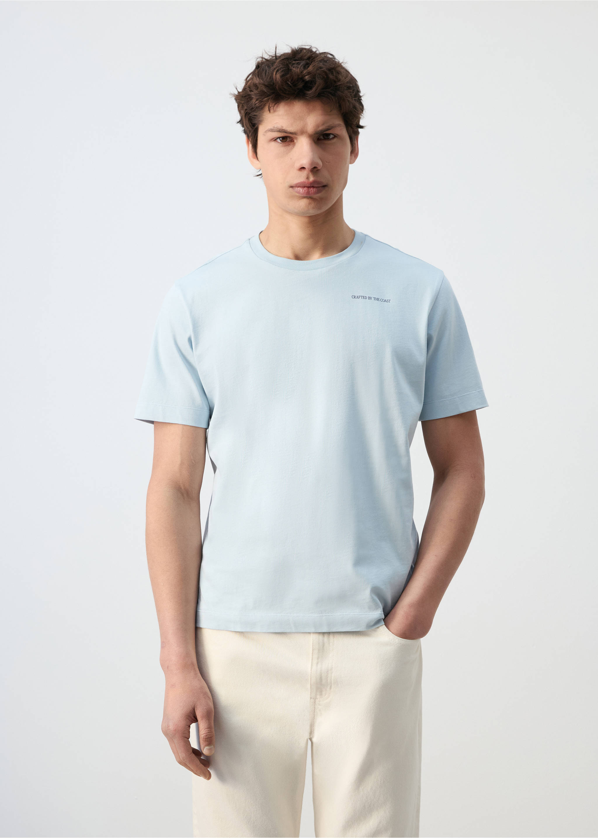 T-shirt de 100% algodão estampada - Plano médio, Azul-celeste. Ref: 27069214-00.
