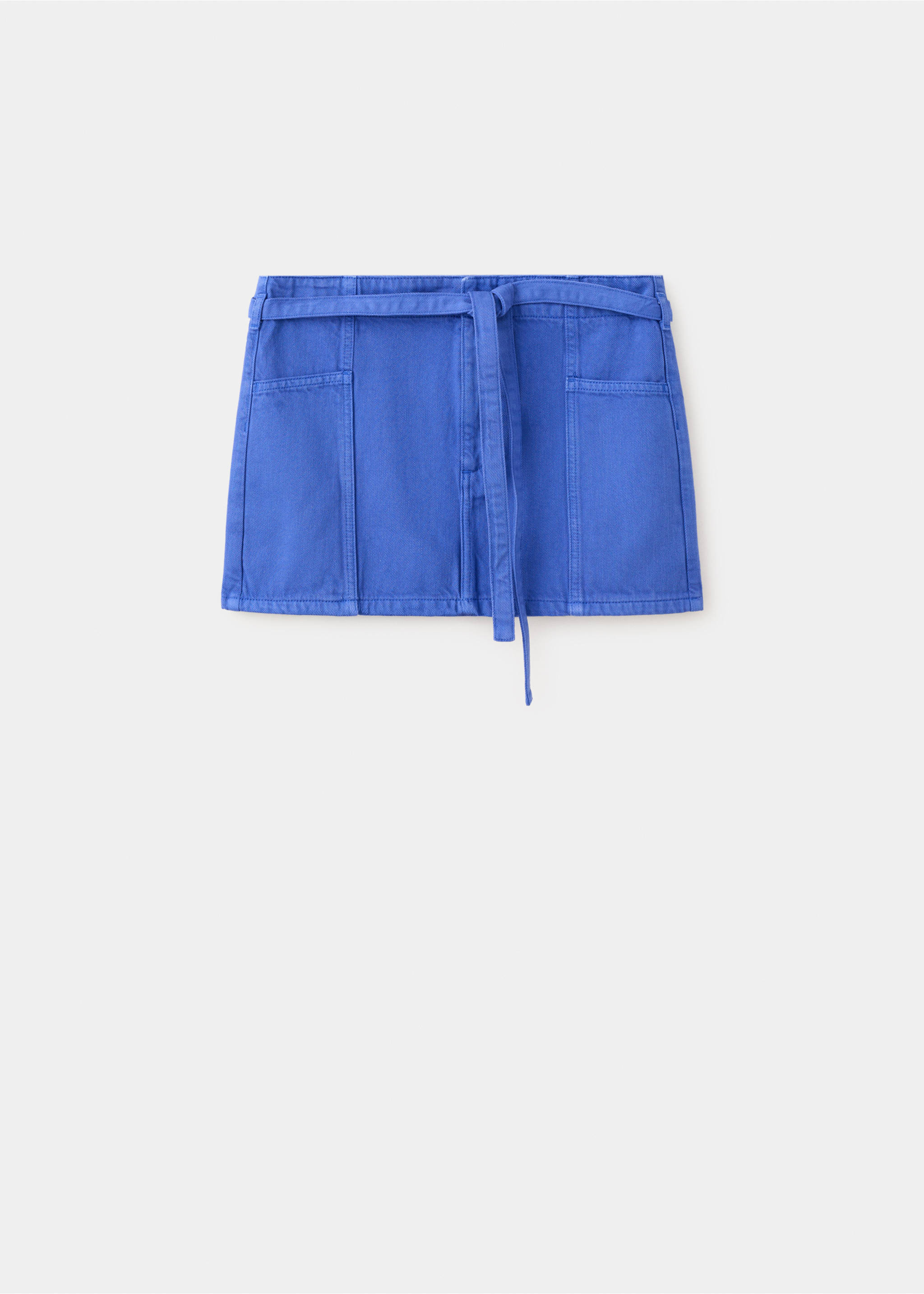 Denim skirt with belt - Article without model, Blue. Ref: 27069216-00.