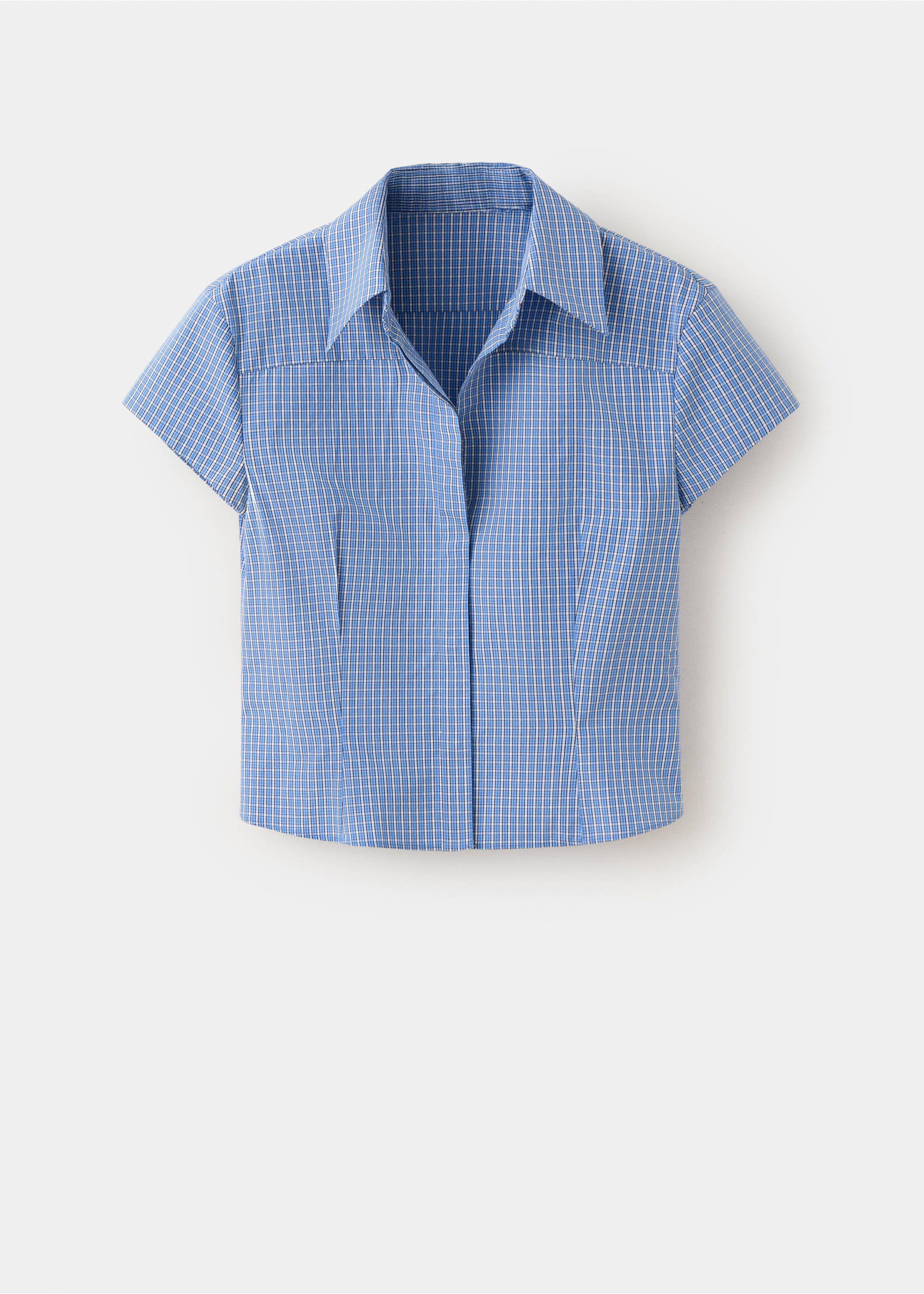 Check crop shirt - Article without model, Blue. Ref: 27069219-00.