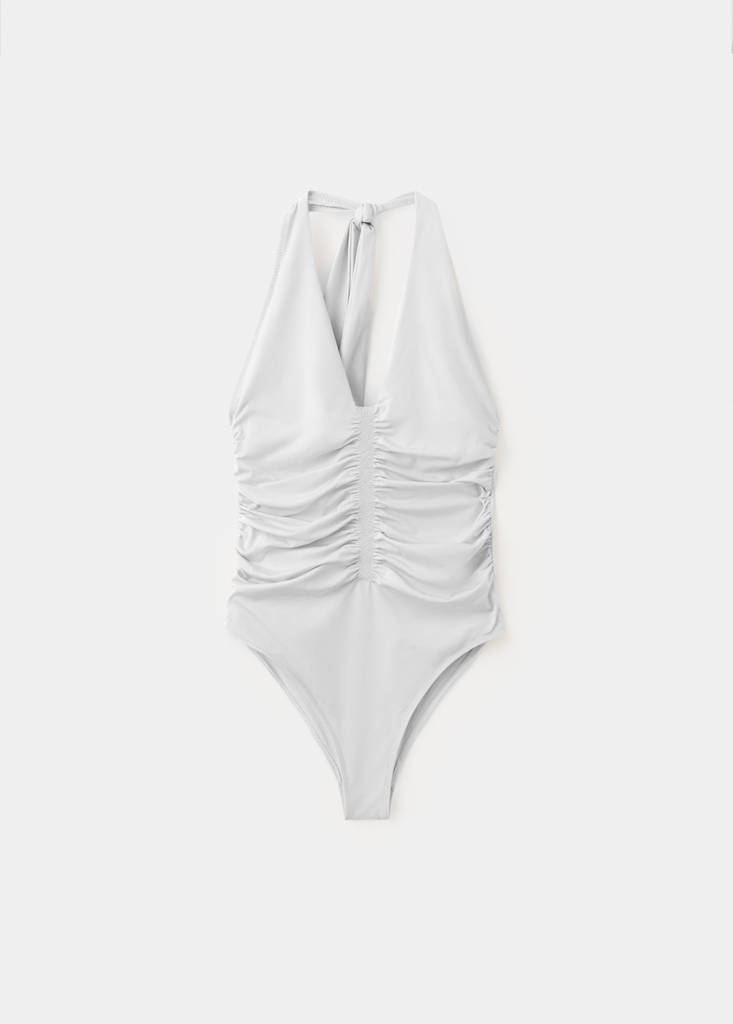 Ruched halter swimsuit — Light/Pastel Grey