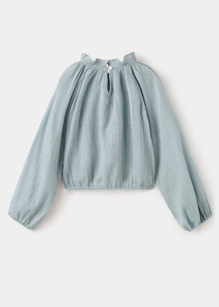 Ruffled lurex blouse — Blue