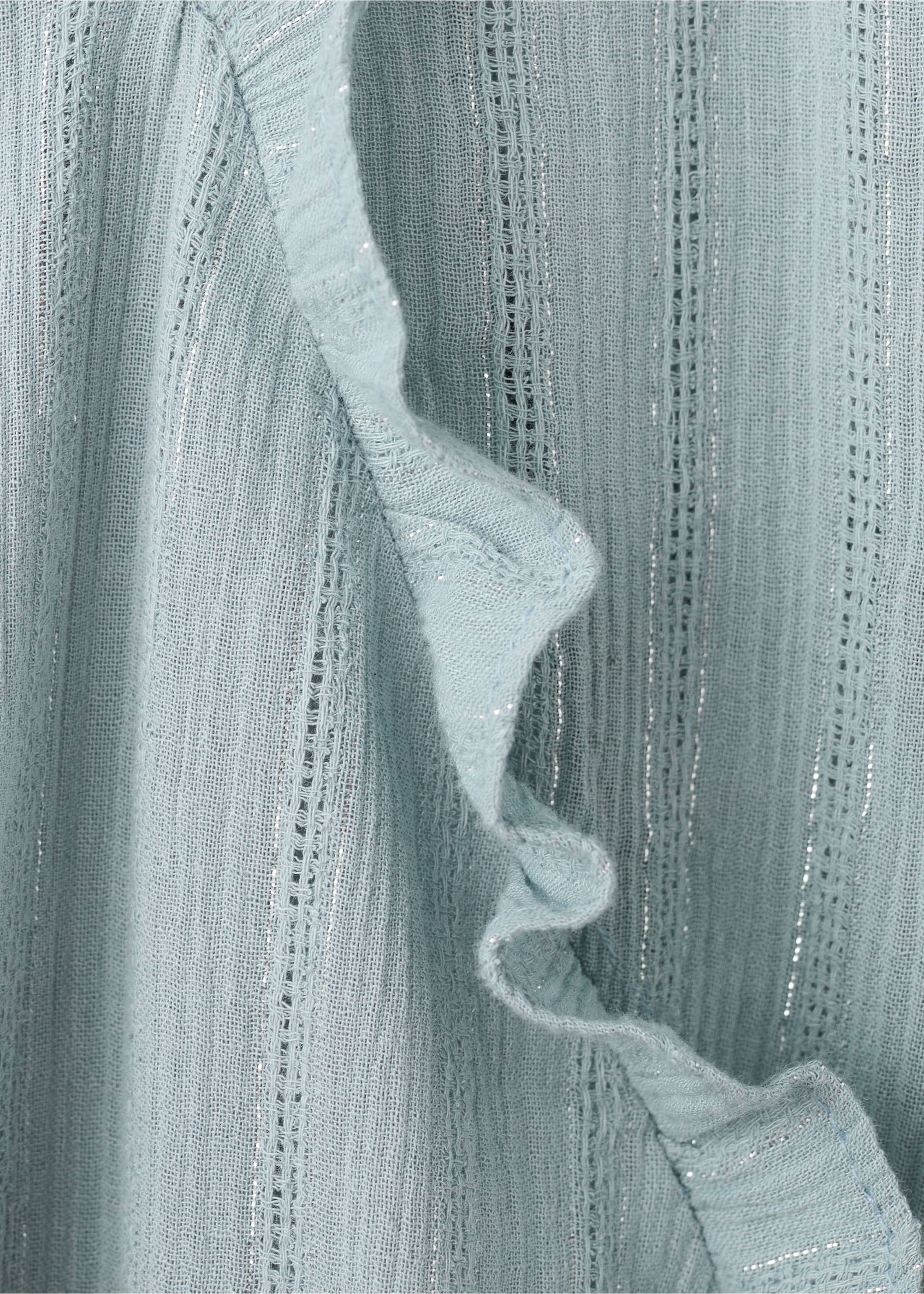 荷叶边金银线衬衫 - null, 蓝色. Ref: 27071169-00.