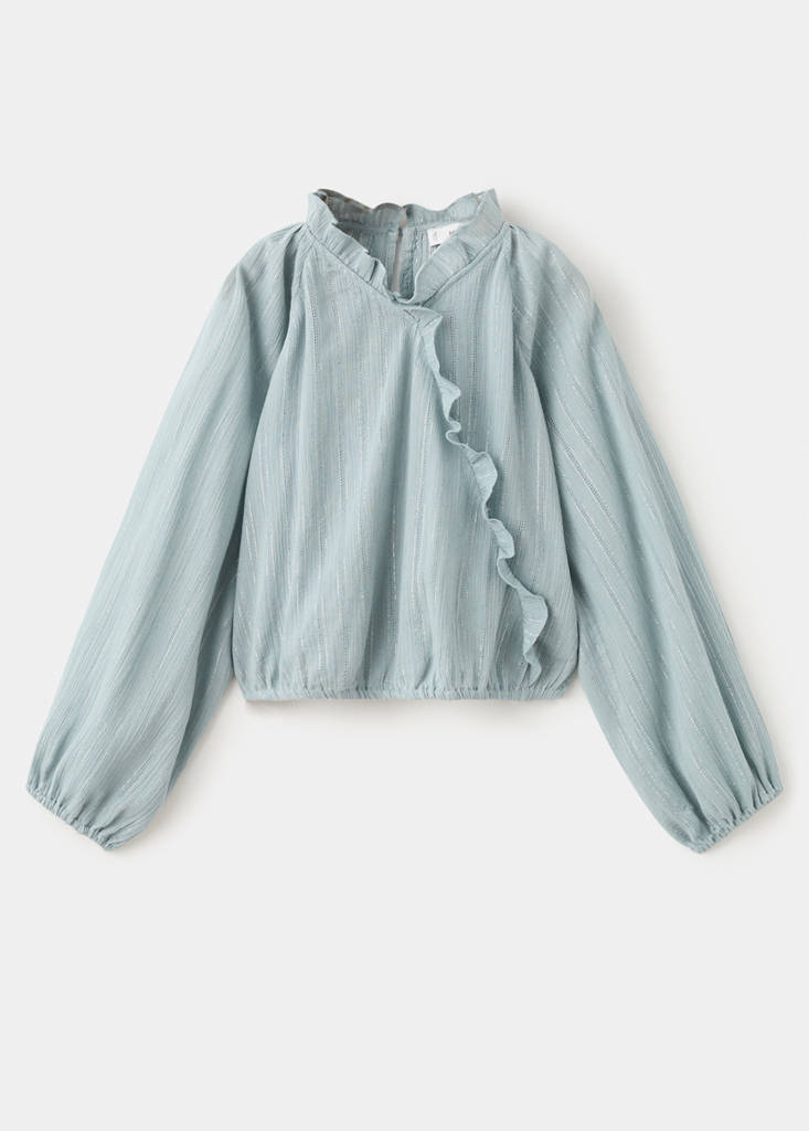 Ruffled lurex blouse — Blue