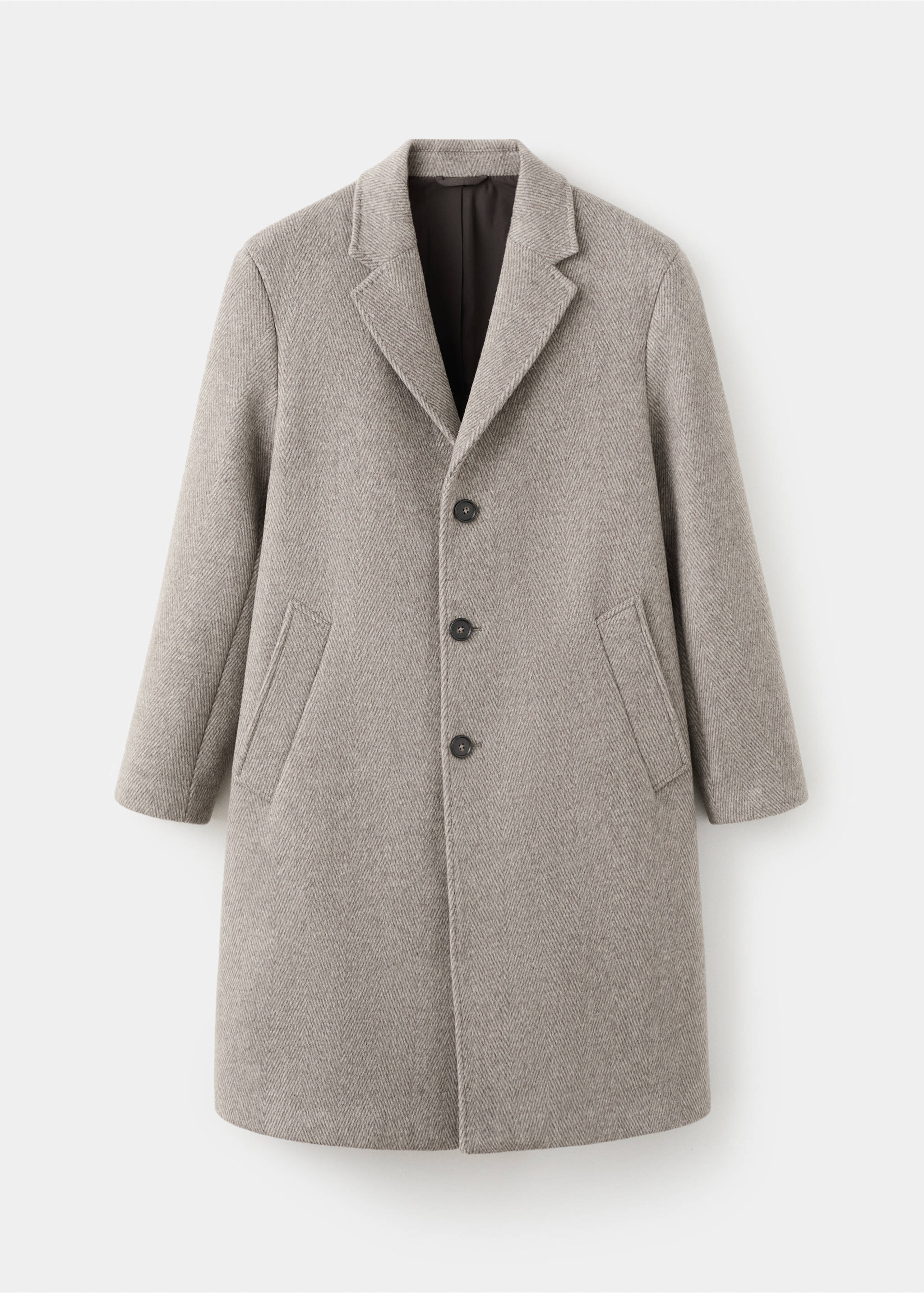 Herringbone structure wool coat - Article without model, Sand. Ref: 27071171-00.