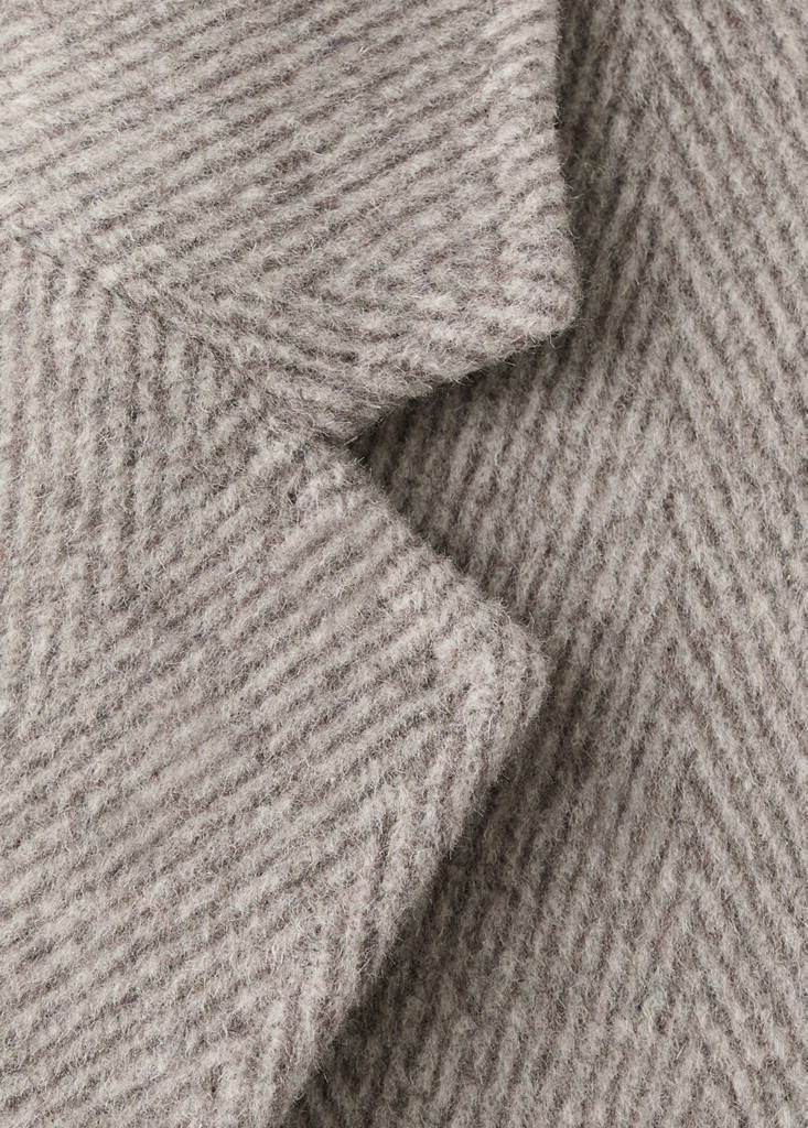 Herringbone structure wool coat — Sand