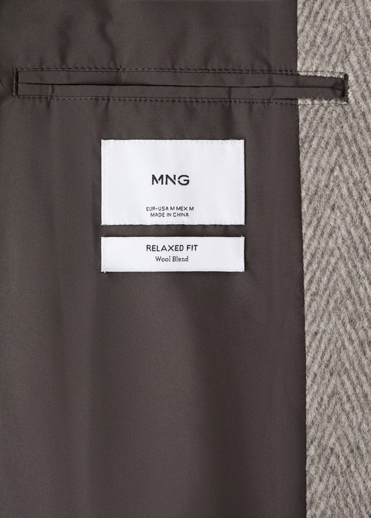Herringbone structure wool coat — Sand