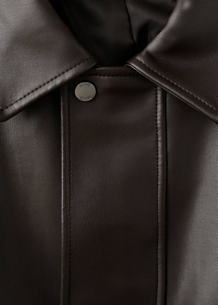 Faux-leather jacket with pockets — Brown