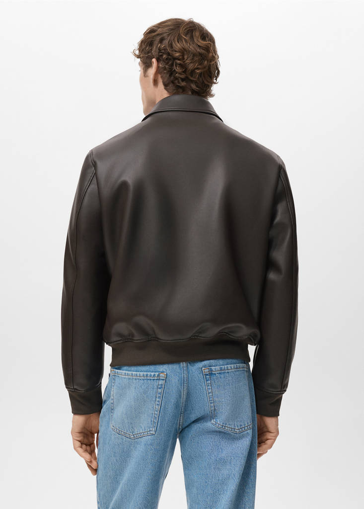 Faux-leather jacket with pockets — Brown
