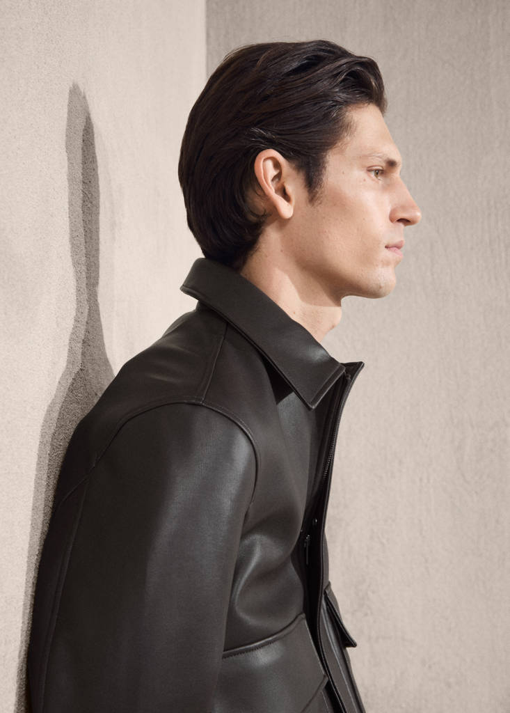Faux-leather jacket with pockets — Brown
