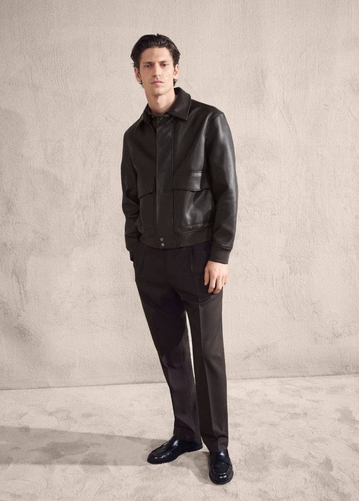 Faux-leather jacket with pockets — Brown
