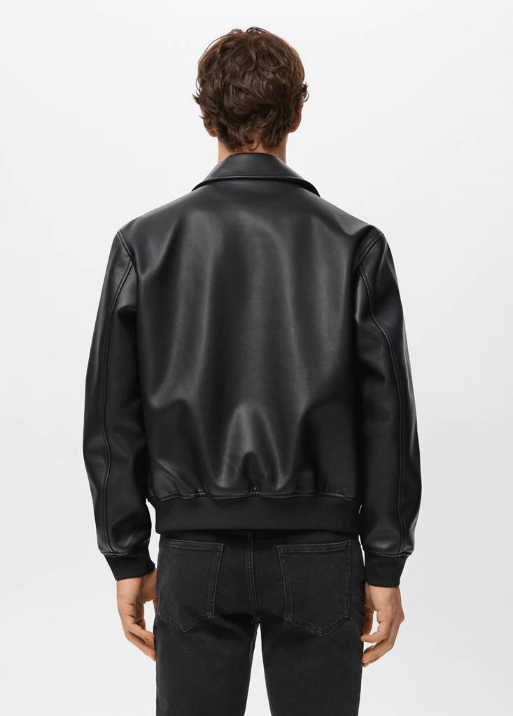 Faux-leather jacket with pockets — Black