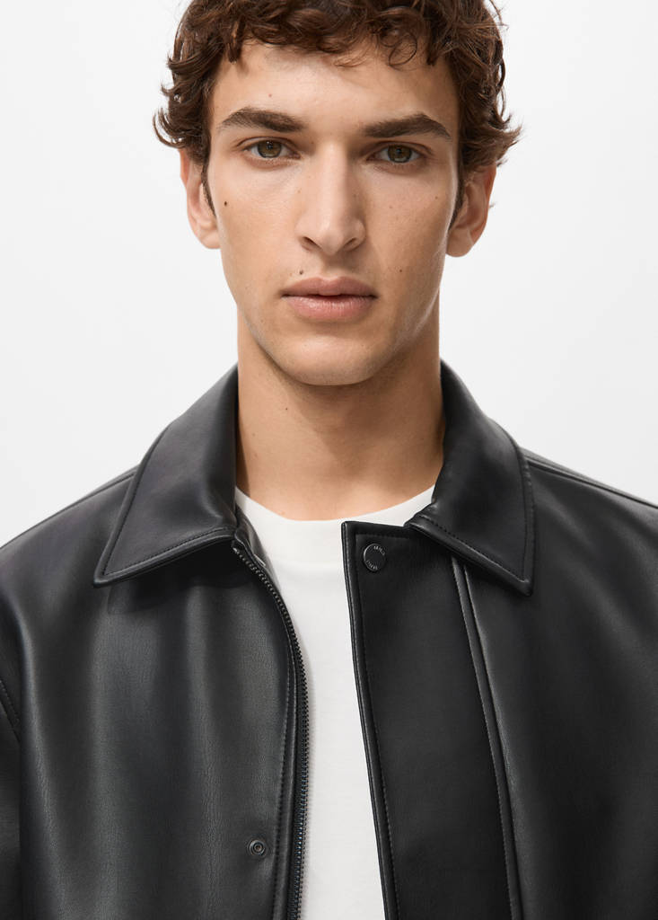 Faux-leather jacket with pockets — Black
