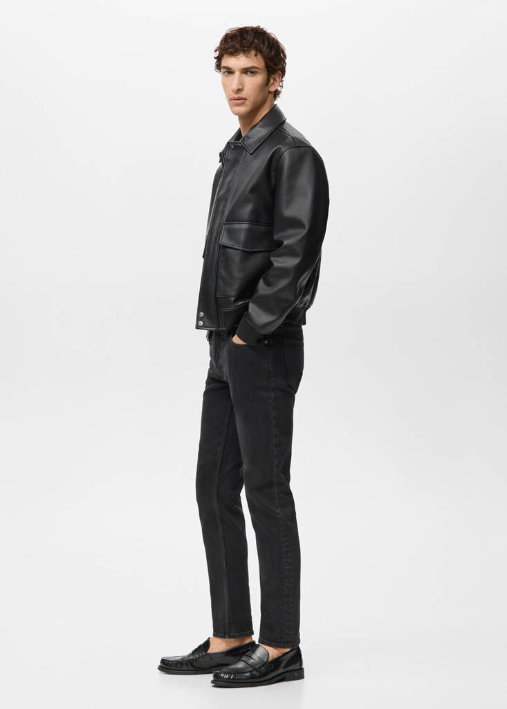 Faux-leather jacket with pockets — Black
