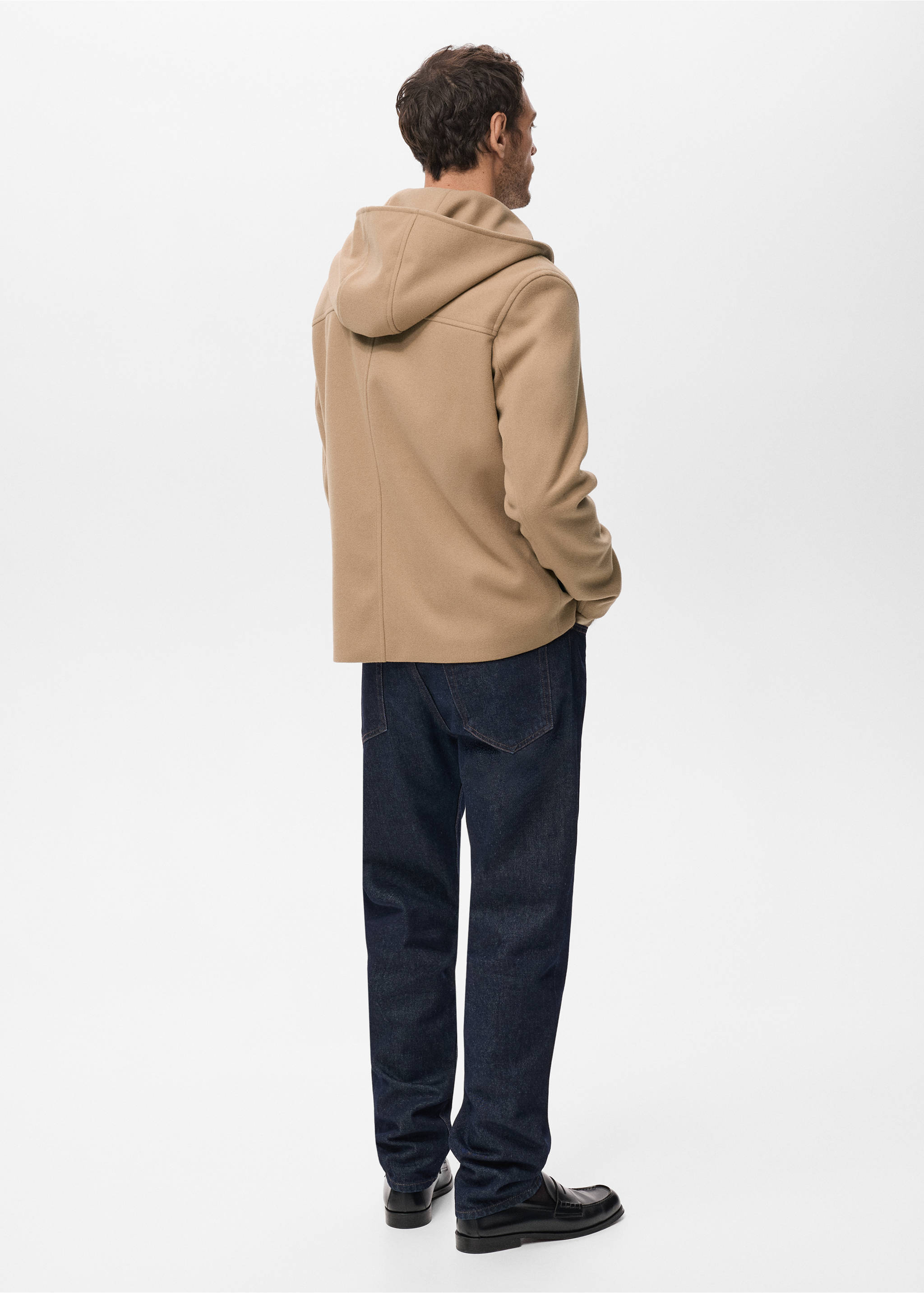 Cloth jacket with hood - Reverse of the article, Medium Brown. Ref: 27071175-00.