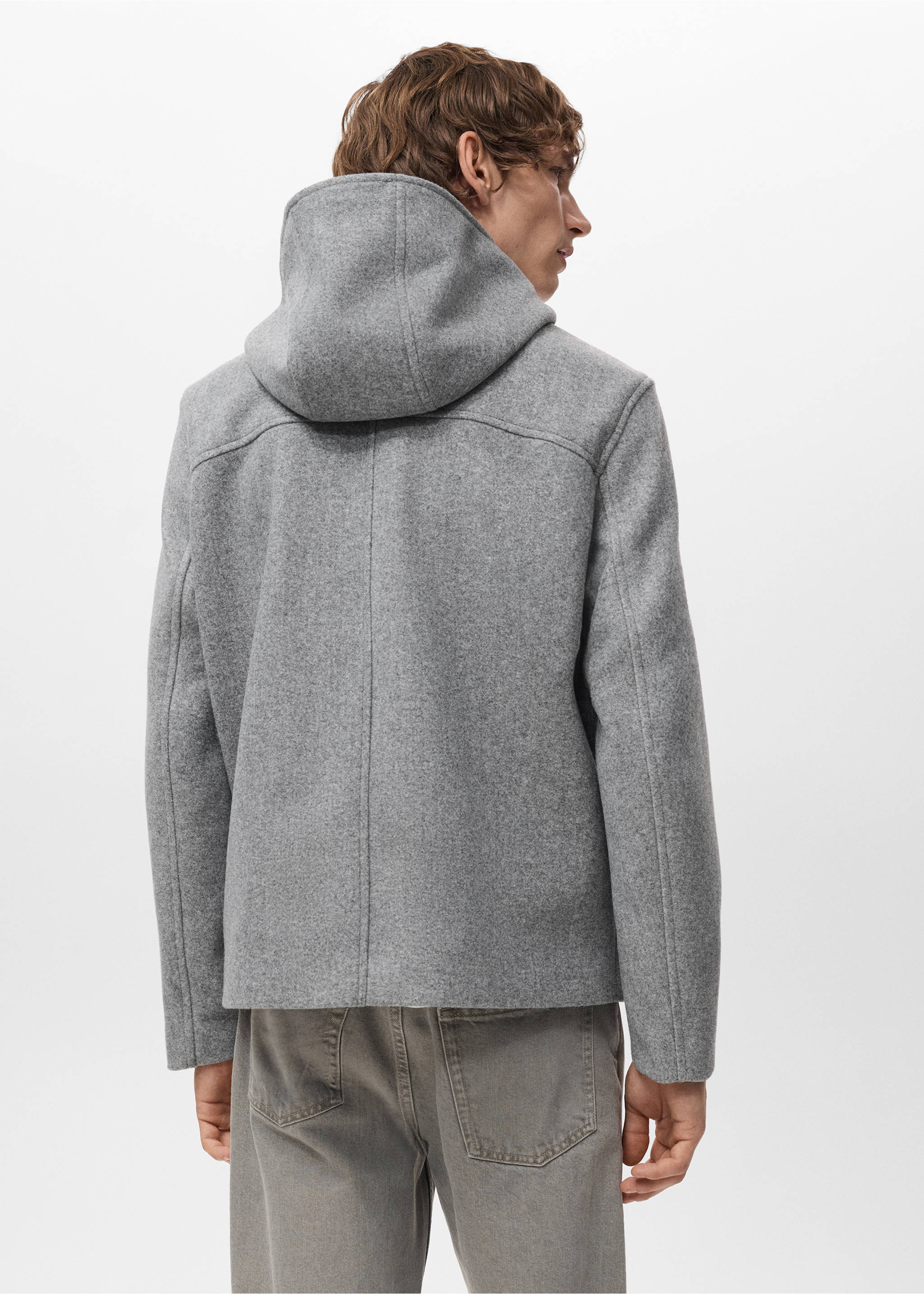 Cloth jacket with hood - Reverse of the article, Light Heather Grey. Ref: 27071175-00.
