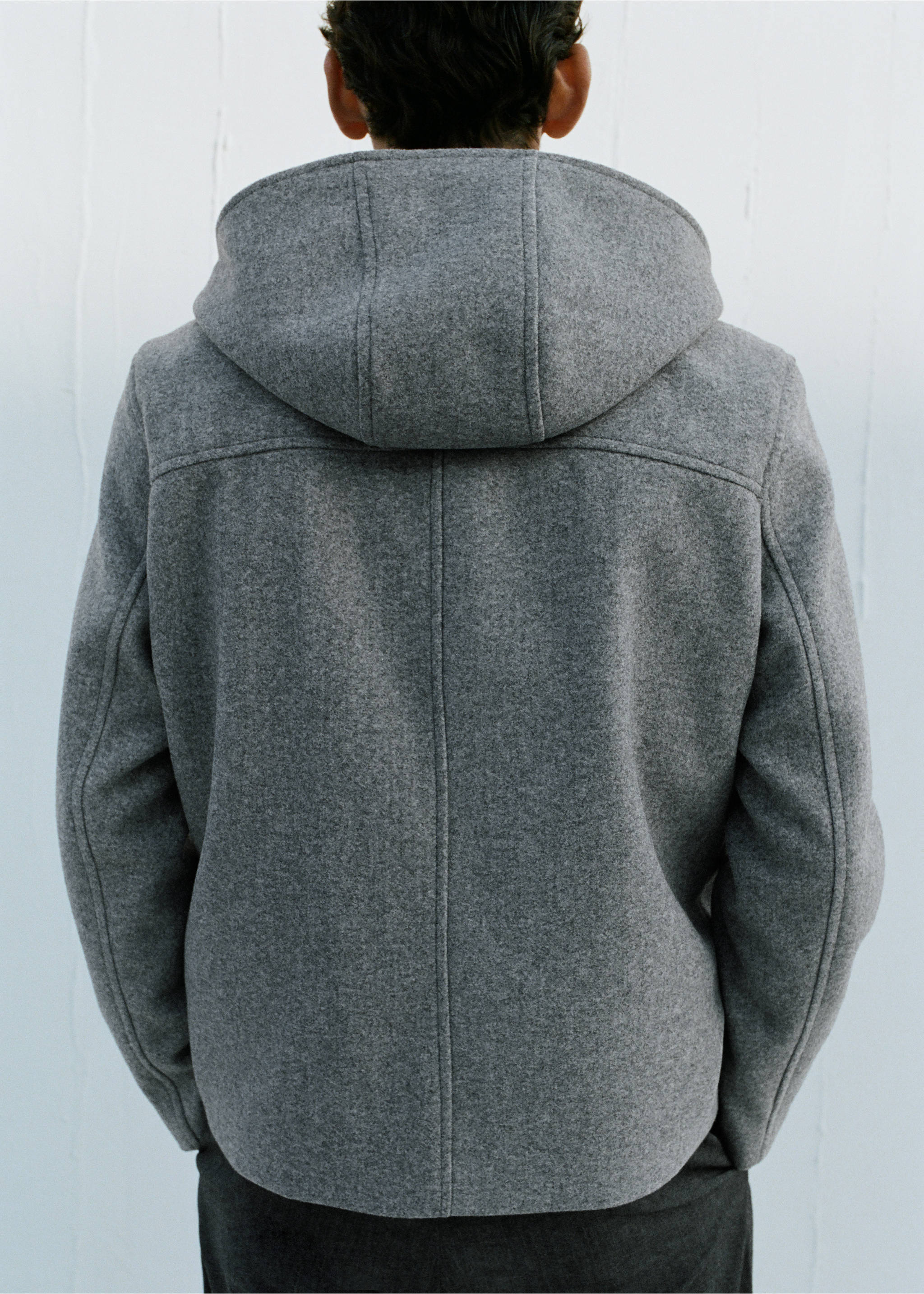 Cloth jacket with hood - Details of the article 5, Light Heather Grey. Ref: 27071175-00.