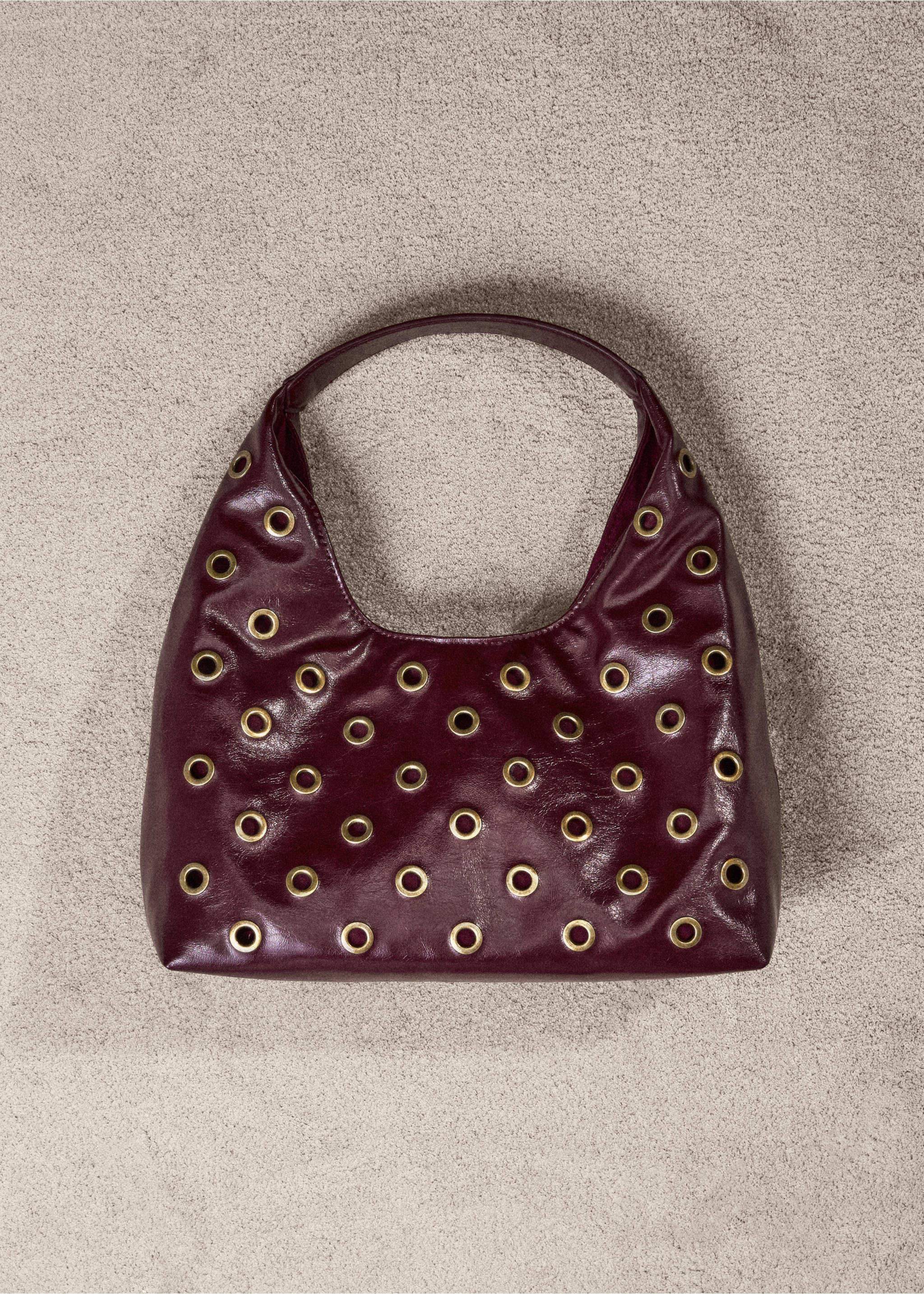 Studded tote bag - Details of the article 7, Burgundy. Ref: 27071177-00.