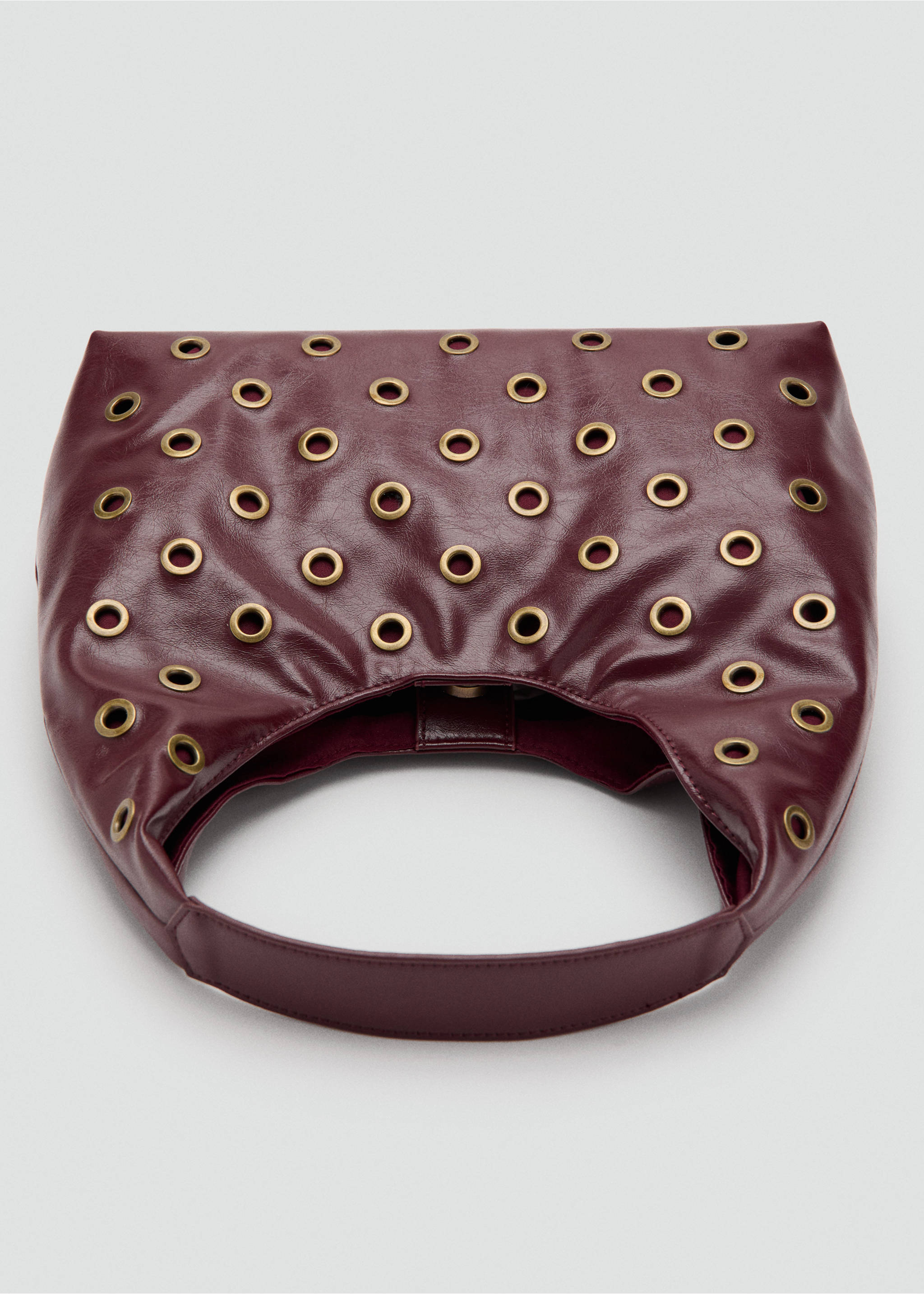 Studded tote bag - Details of the article 3, Burgundy. Ref: 27071177-00.