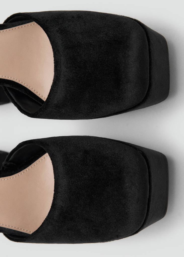 Velvet heel sandals — Black