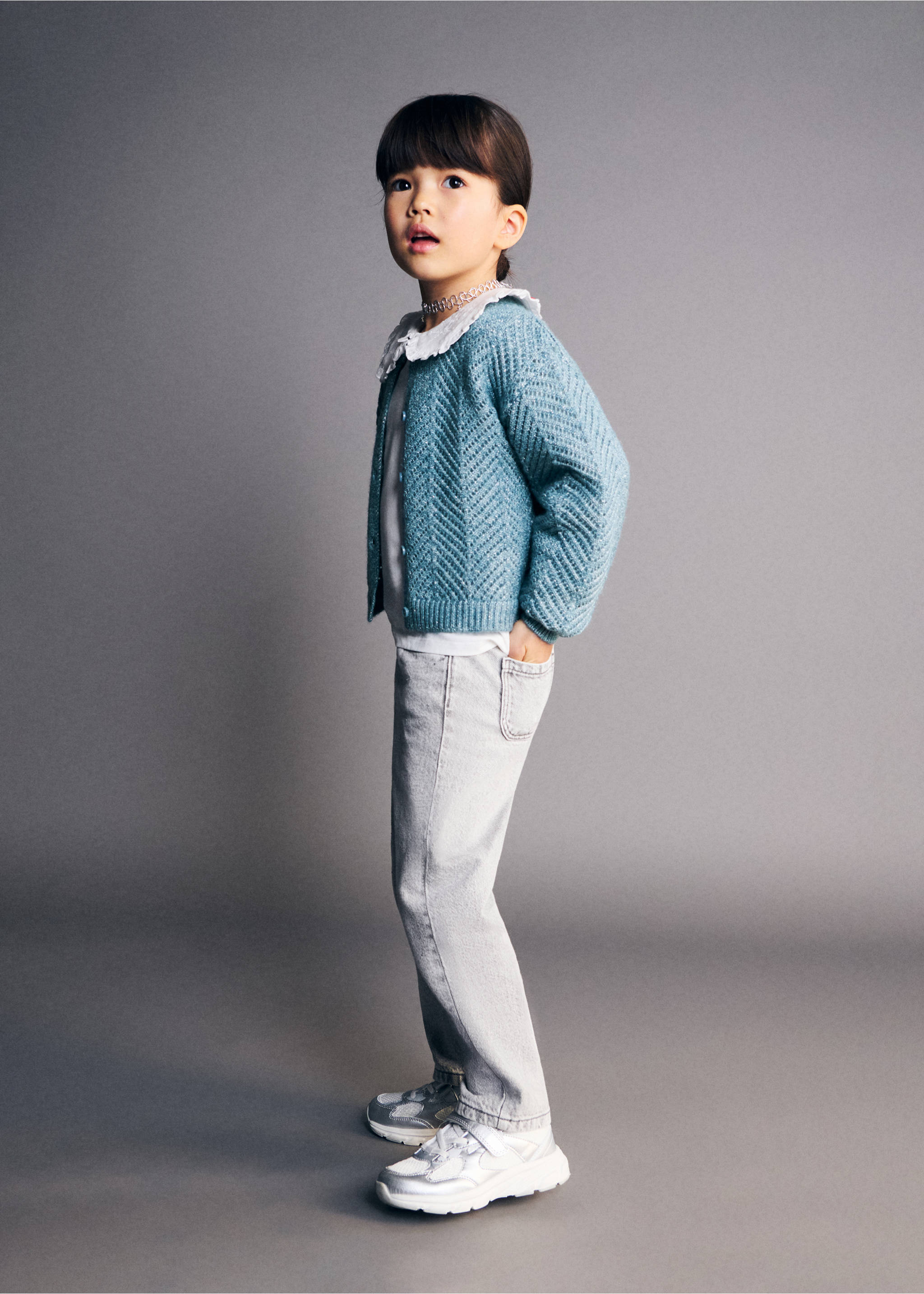 Lurex knitted cardigan - General plane, Aqua Green. Ref: 27071180-00.