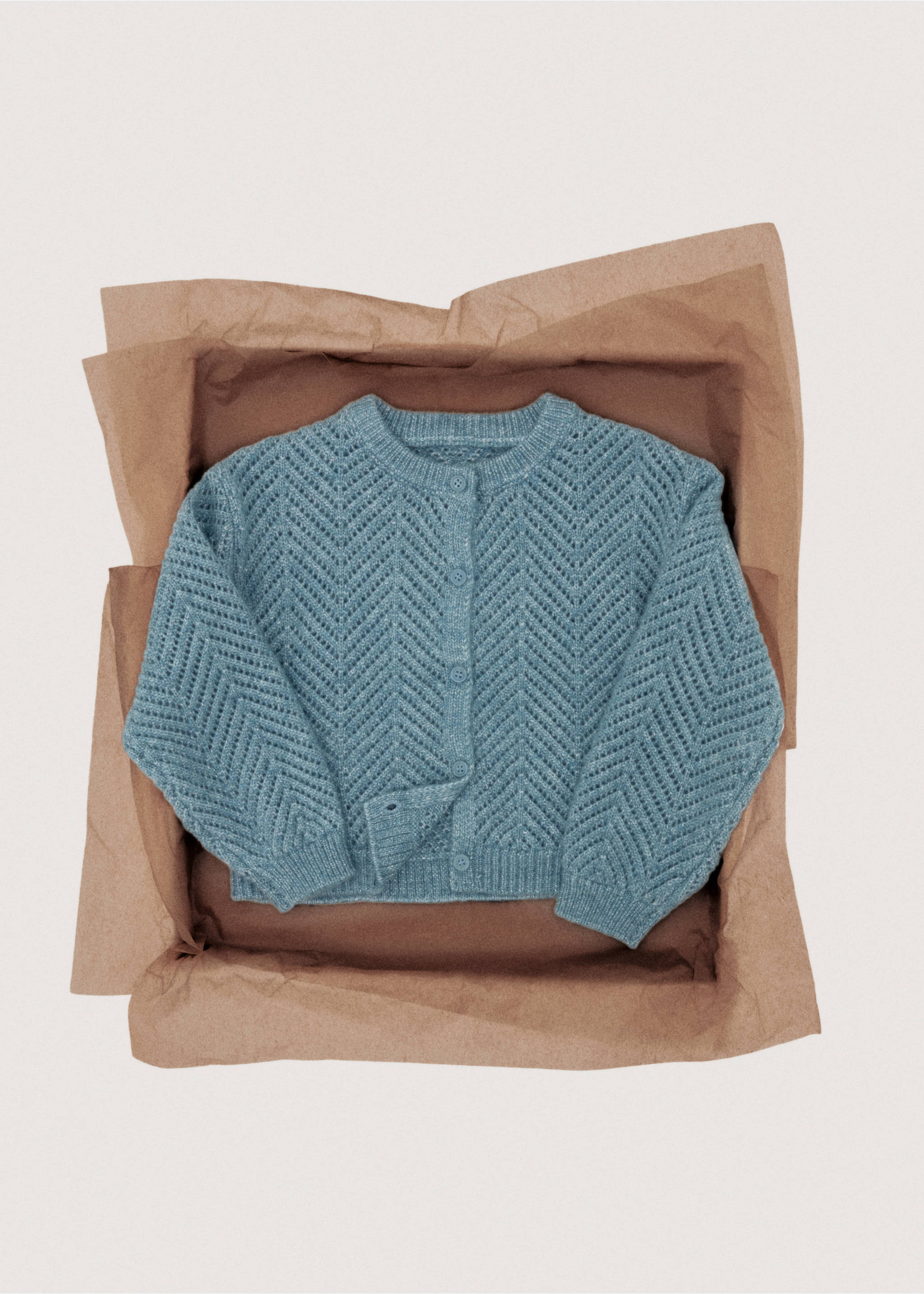 Lurex knitted cardigan - Details of the article 7, Aqua Green. Ref: 27071180-00.