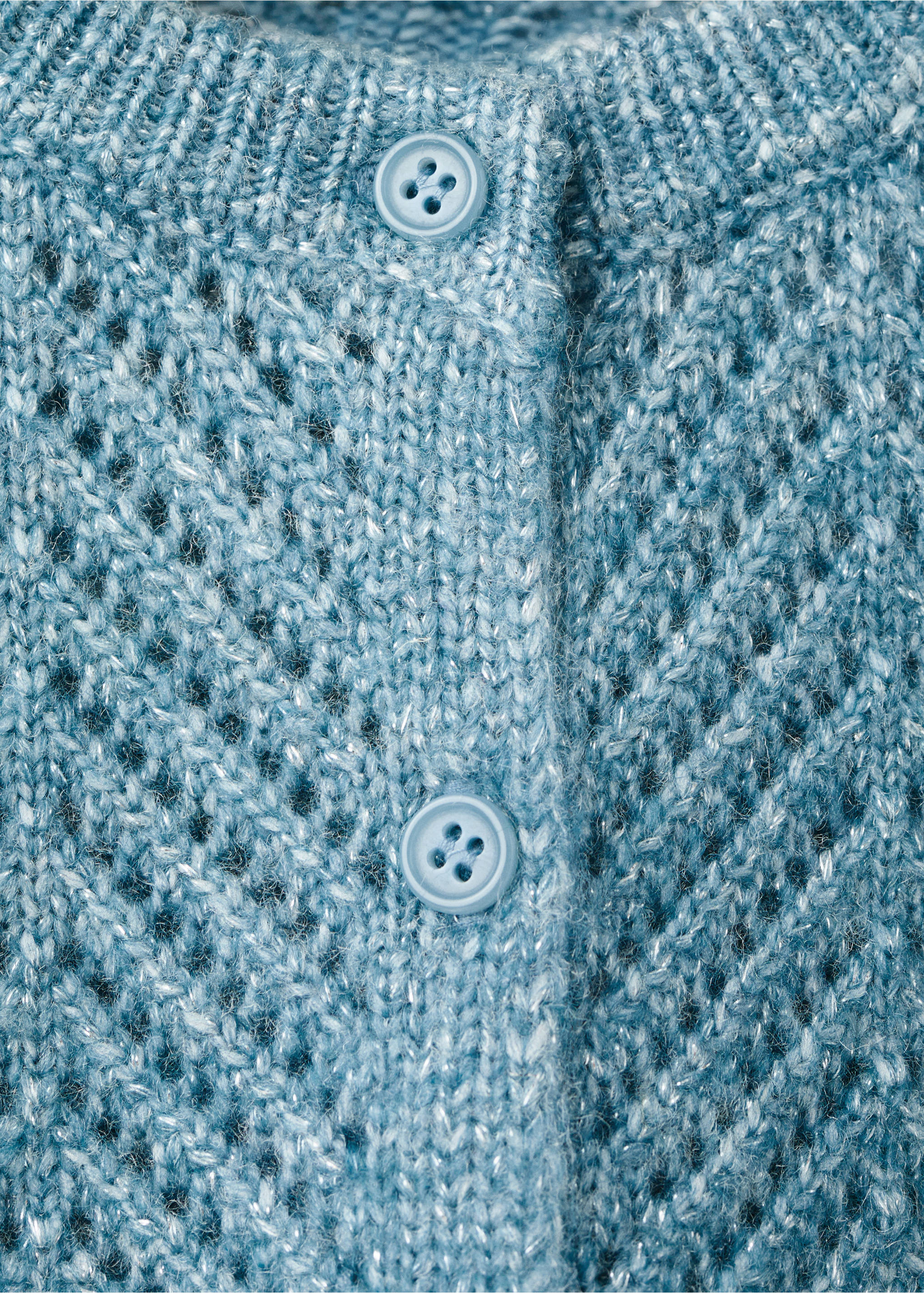 Lurex knitted cardigan - Details of the article 8, Aqua Green. Ref: 27071180-00.