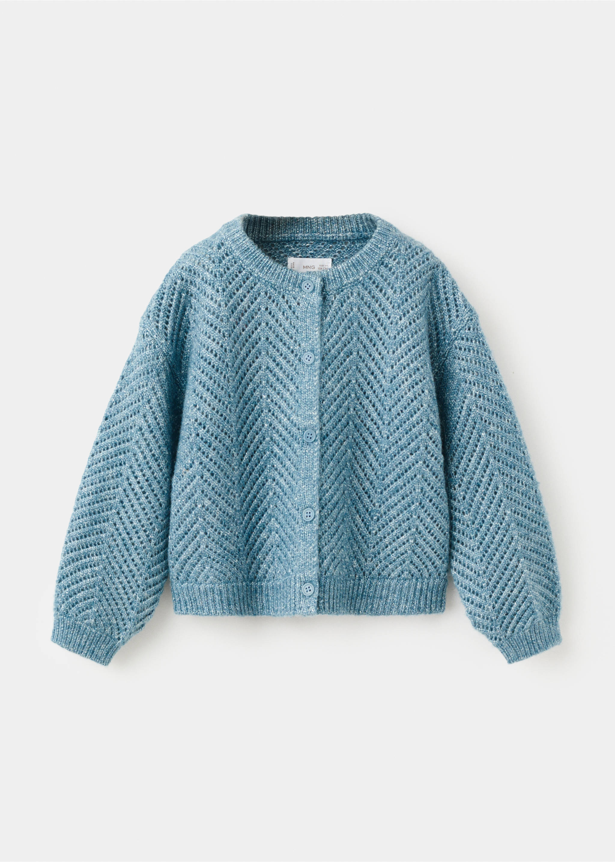 Lurex knitted cardigan - Article without model, Aqua Green. Ref: 27071180-00.