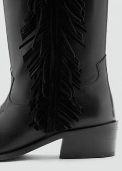 Tall leather boots with tassels — Black 4