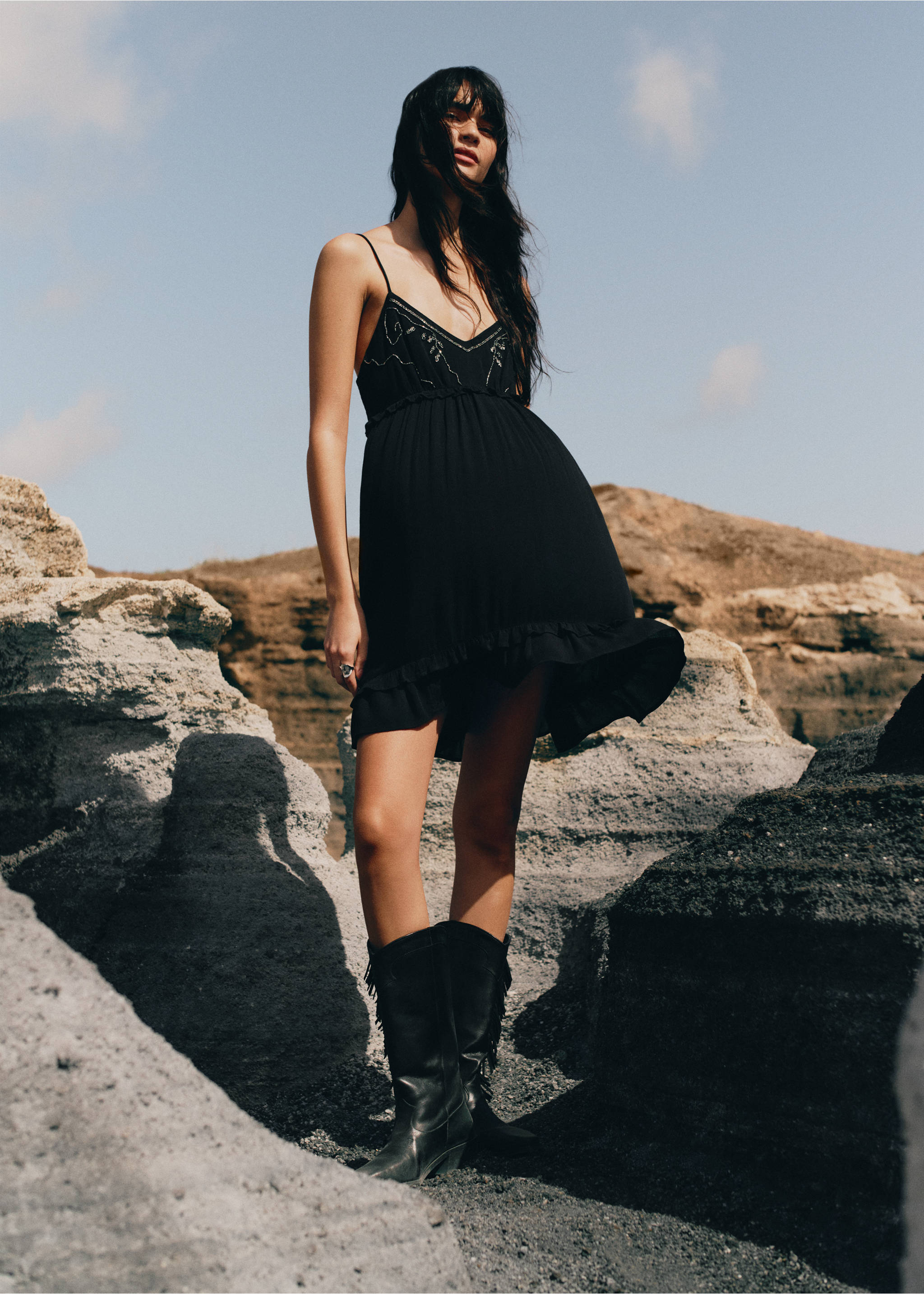 Tall leather boots with tassels - Details of the article 6, Black. Ref: 27071182-00.