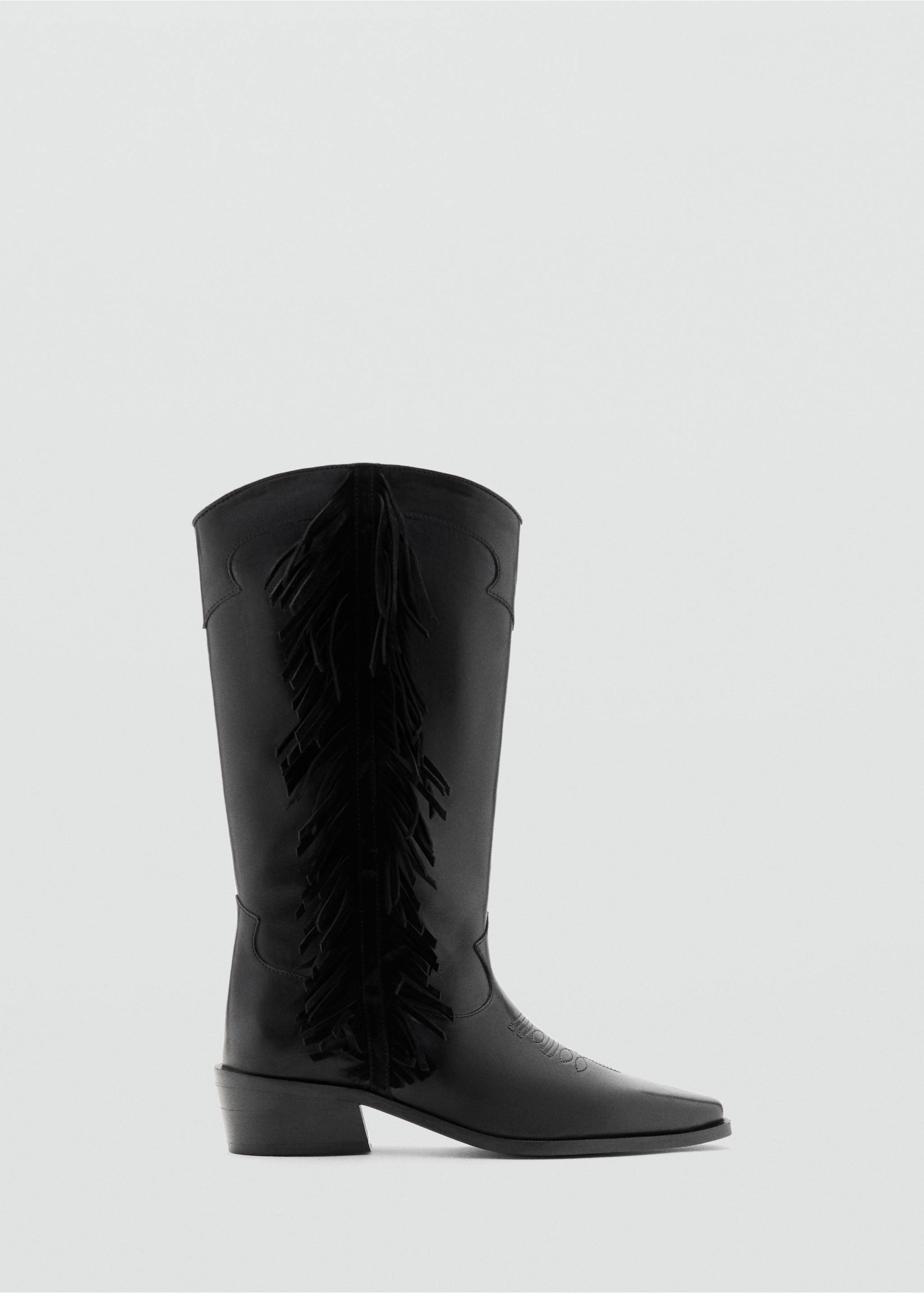 Bota alta flecos piel - Artículo sin modelo, Negro. Ref: 27071182-00.