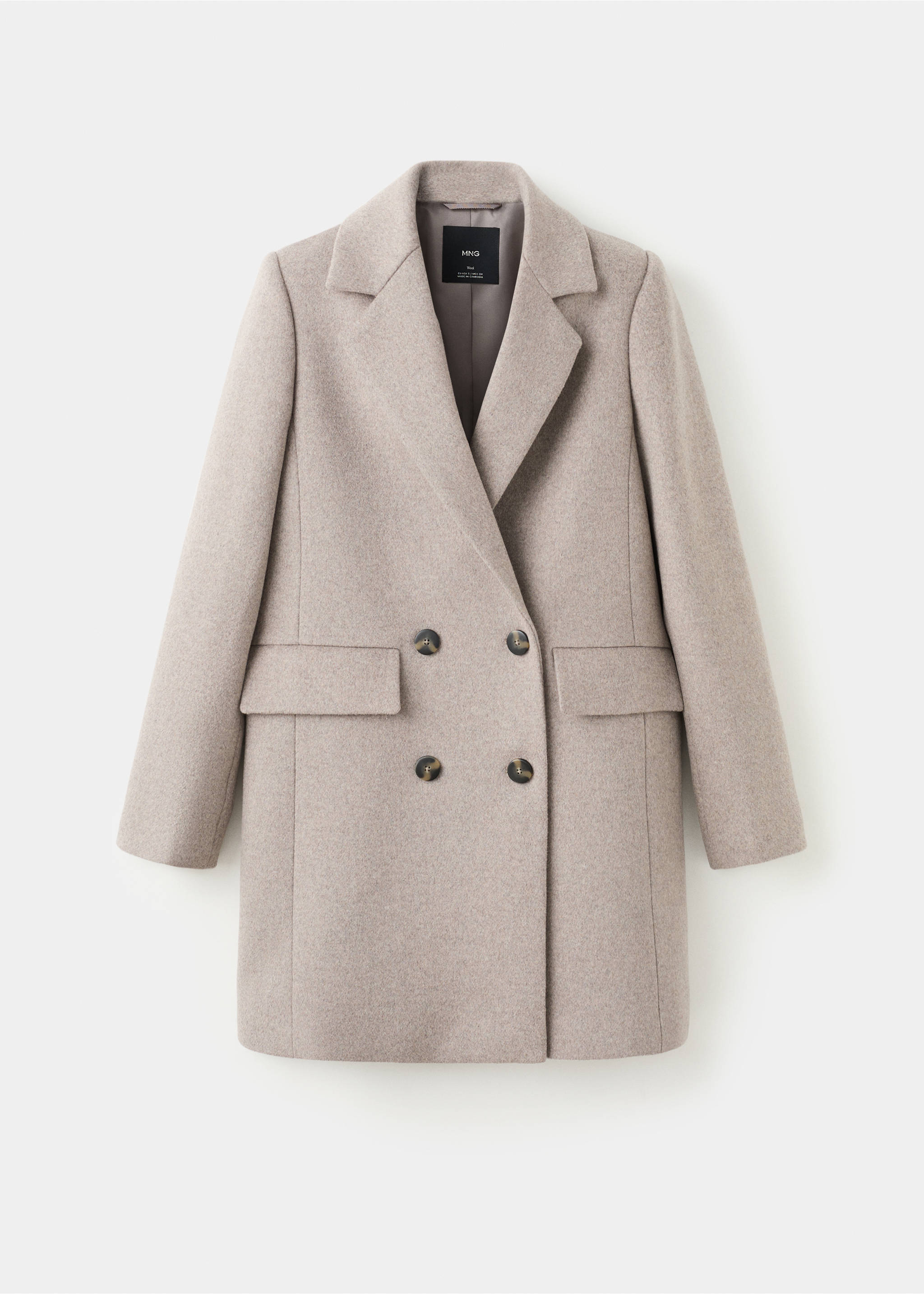 Manteau laine mélangée double boutonnage - Article sans modèle, Marron moyen. Ref: 27071185-00.