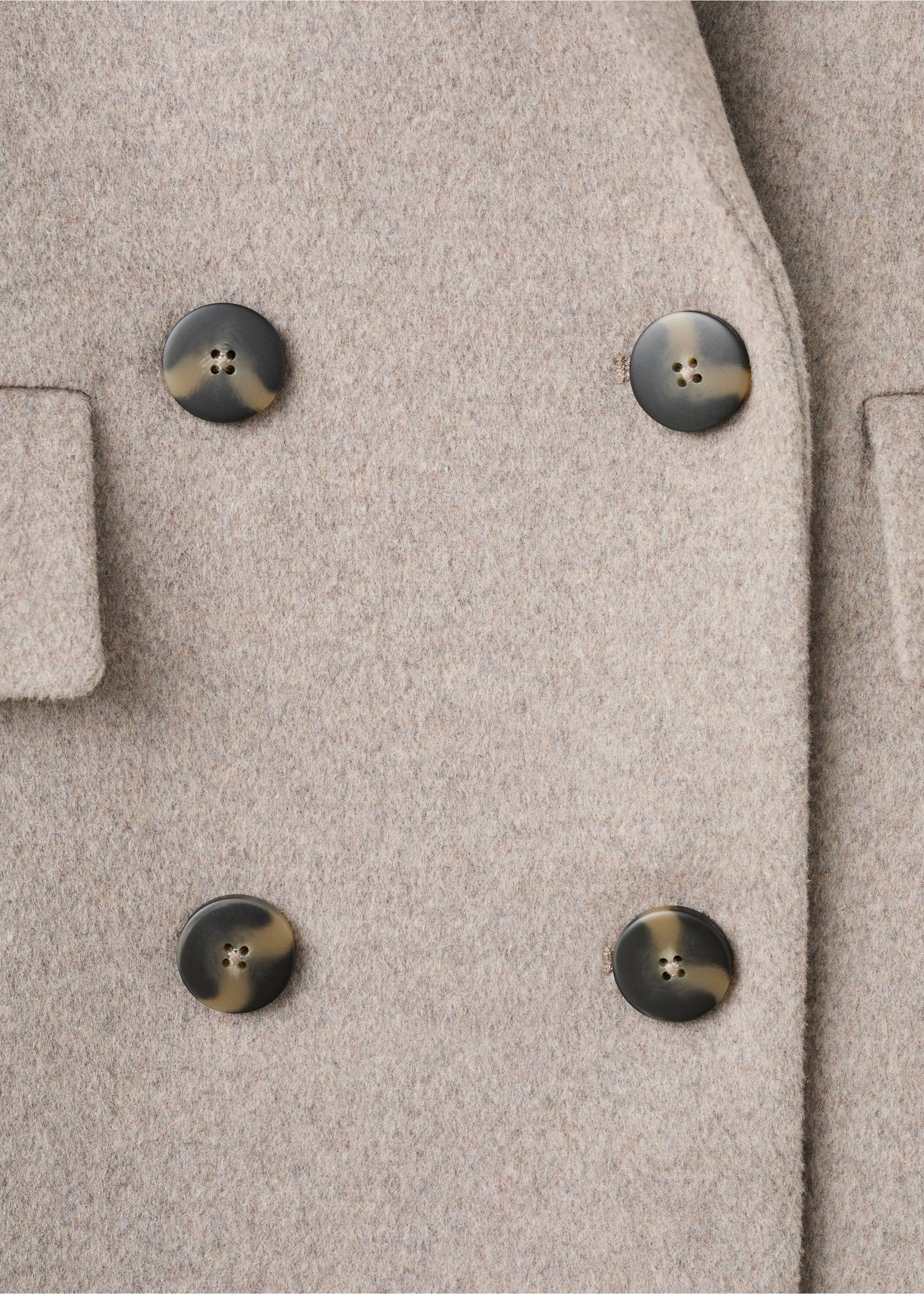 Manteau laine mélangée double boutonnage - Détail de l'article 8, Marron moyen. Ref: 27071185-00.