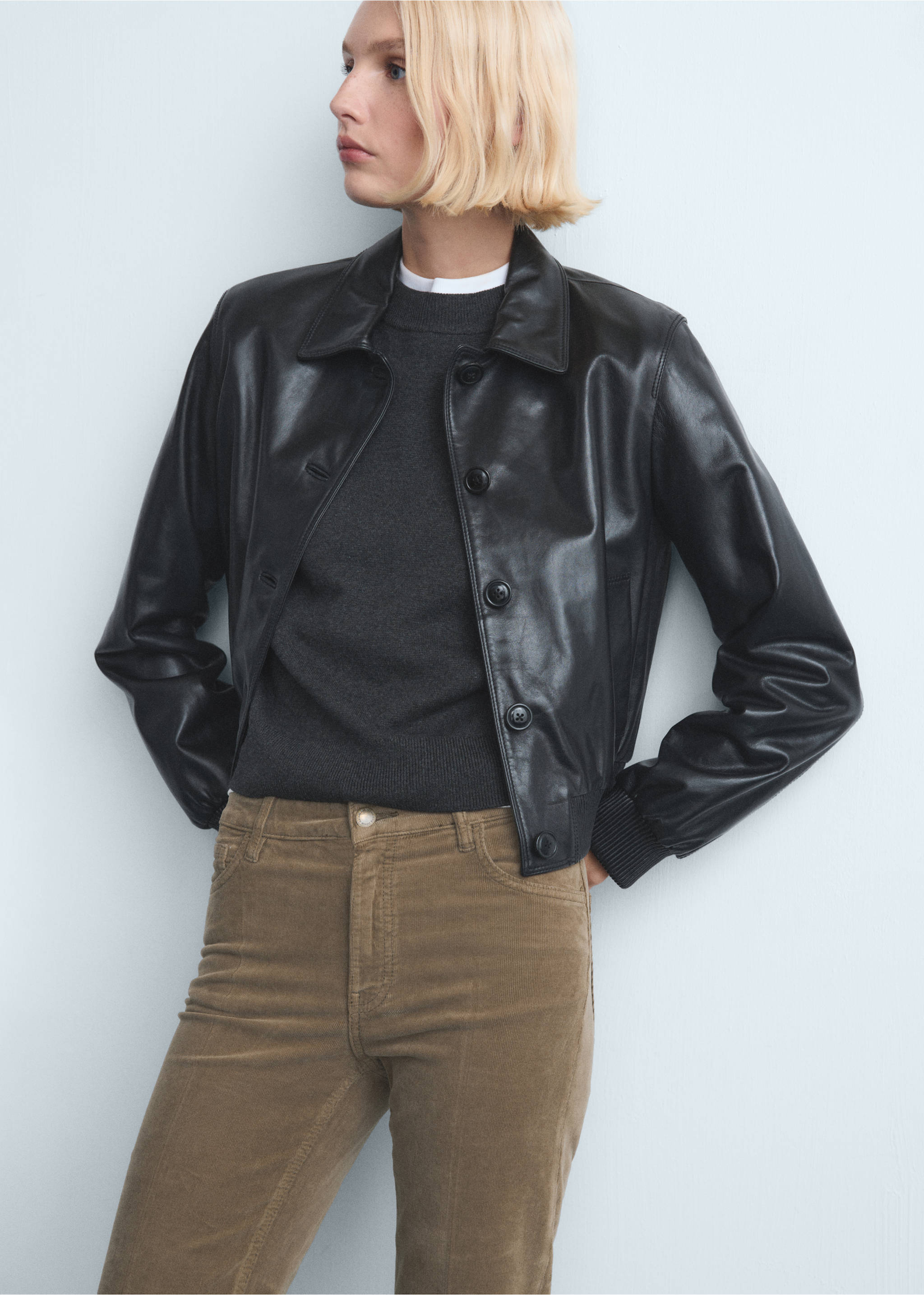 Zvonové džíny s manšestrem - Detail zboží 1, Středně hnědá. Ref: 27071186-00.