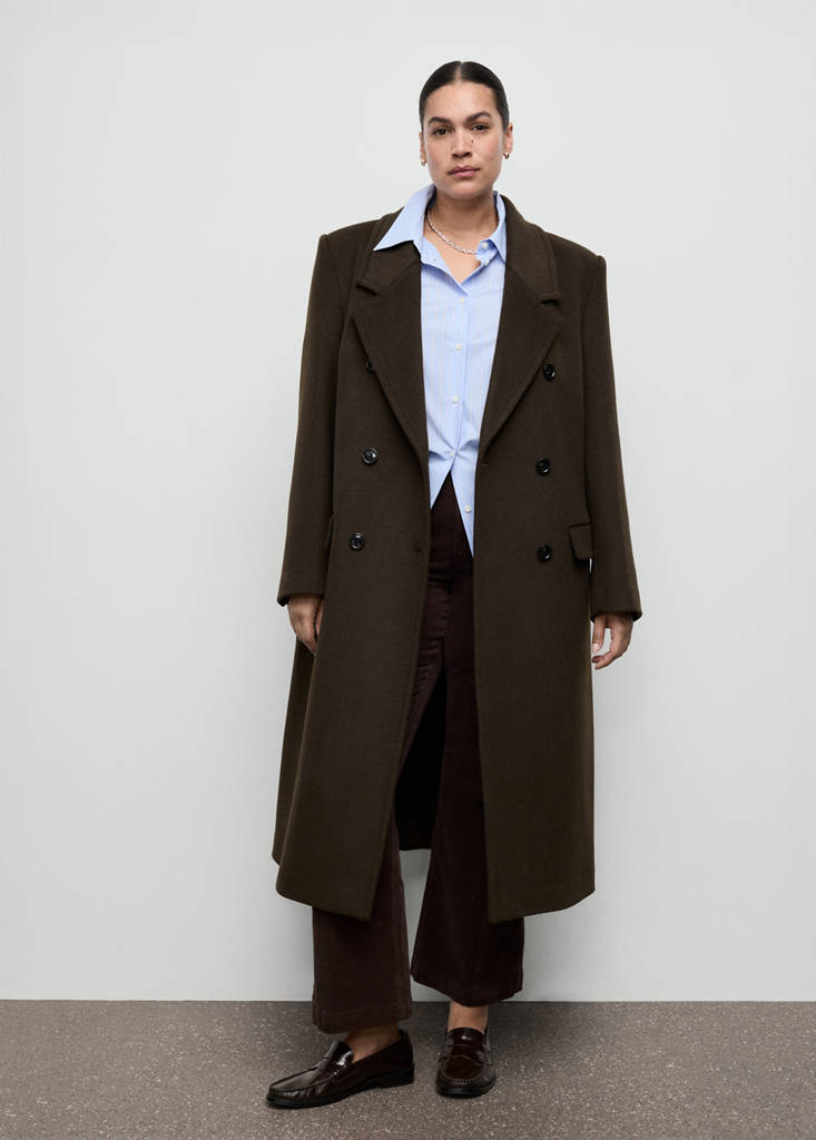 Double-breasted wool coat - Women | MANGO USA