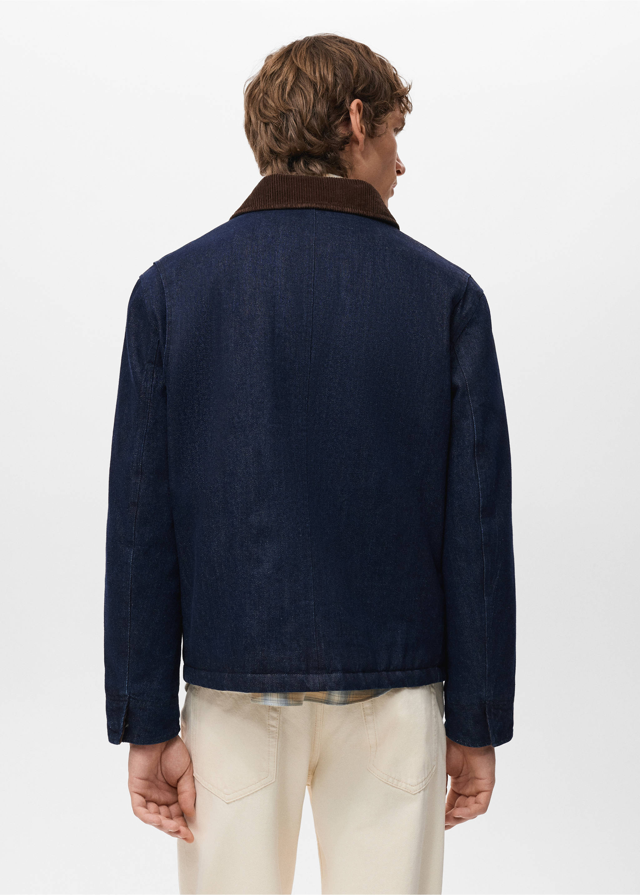 灯芯绒领绗缝牛仔夹克 - null, 蓝色. Ref: 27071188-00.