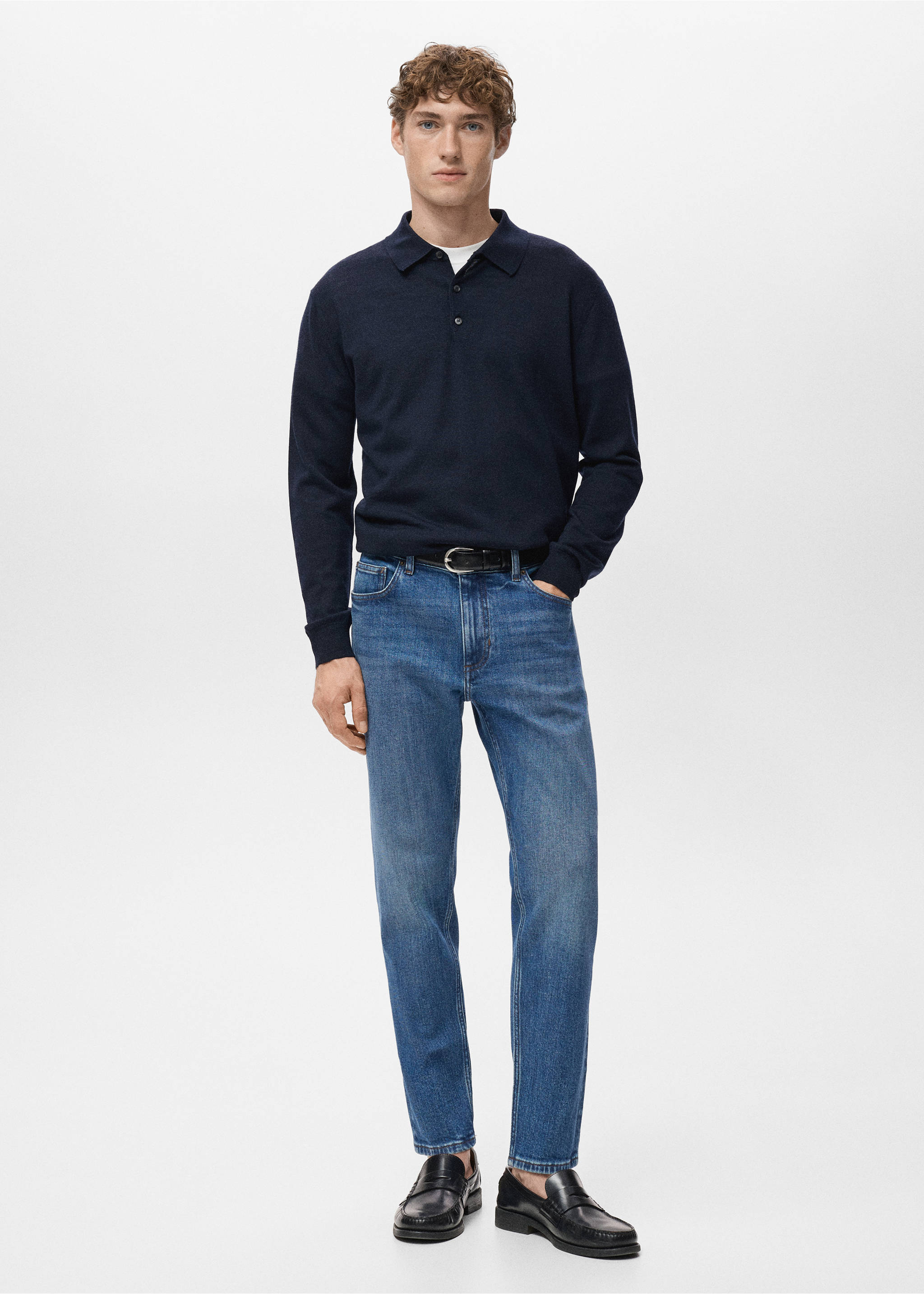 Ben cropped tapered-fit jeans - General plane, Medium Blue. Ref: 27071189-00.