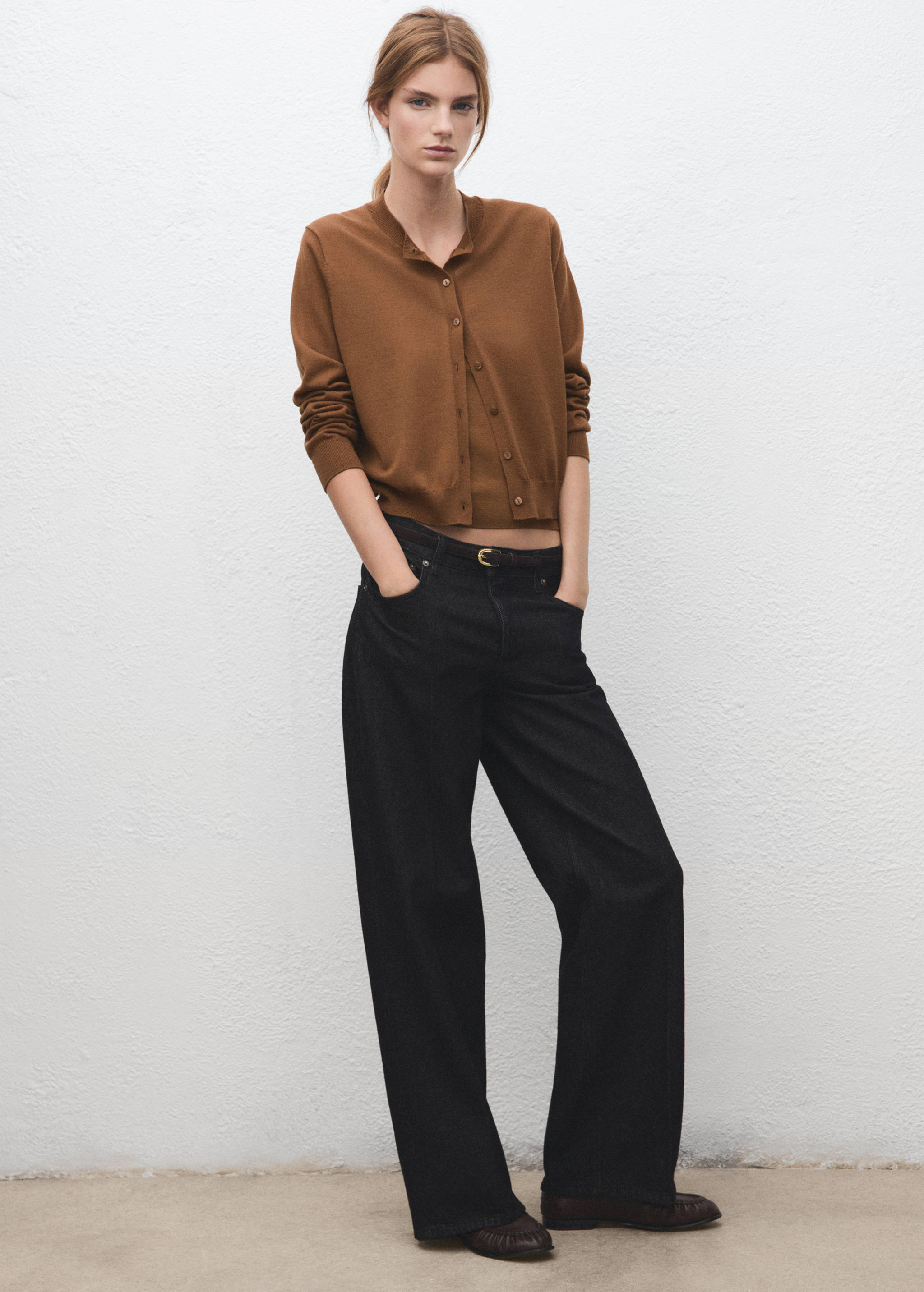 Chunky-knit wool-blend cardigan - General plane