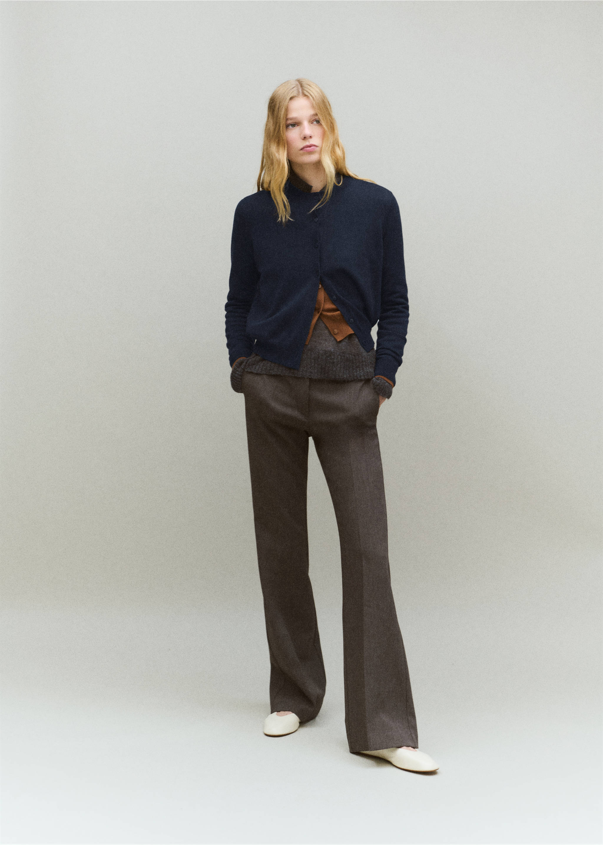 Chunky-knit wool-blend cardigan - General plane, Dark Navy. Ref: 27071191-00.