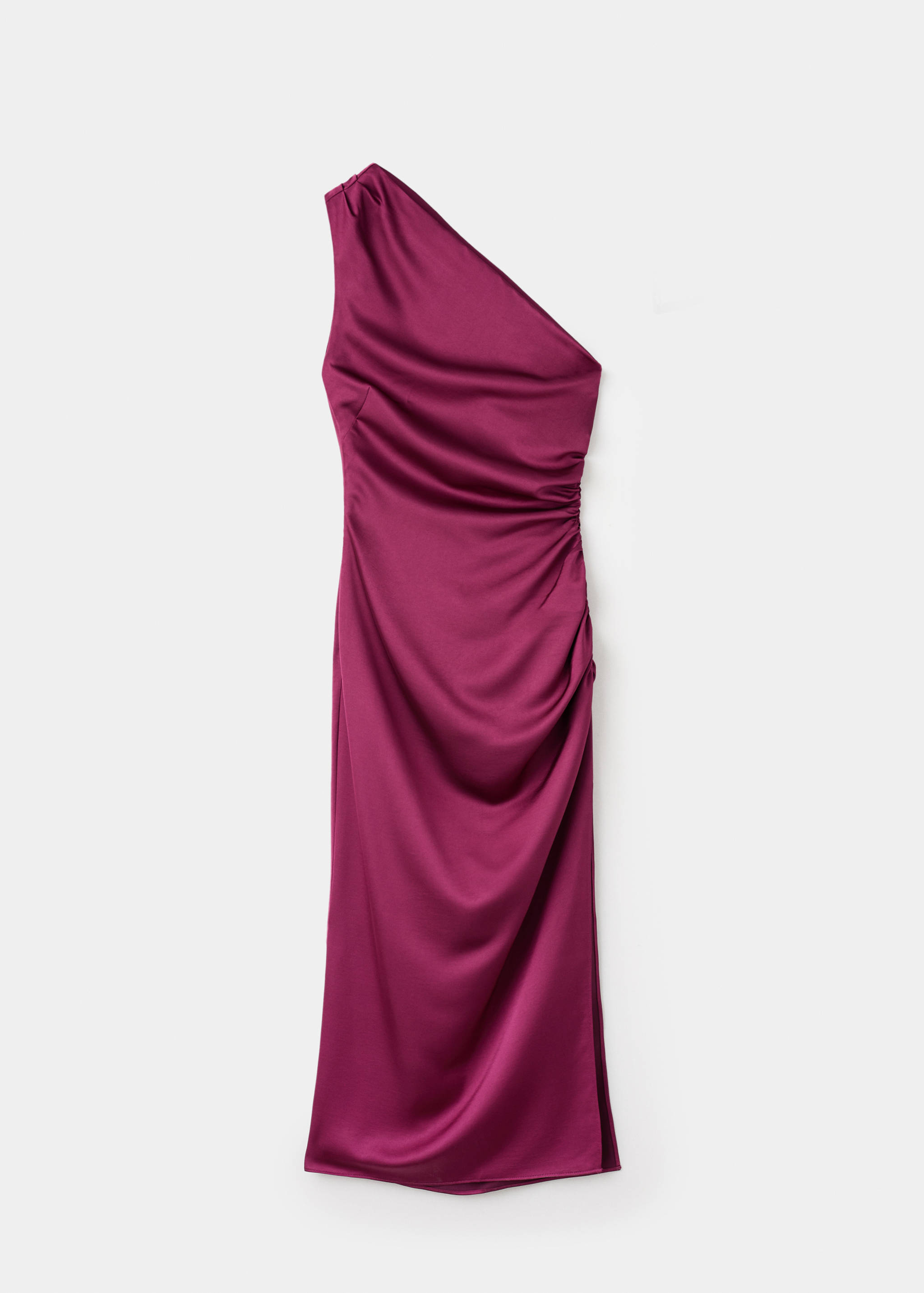 Robe asymétrique satinée avec fronce latérale - Article sans modèle