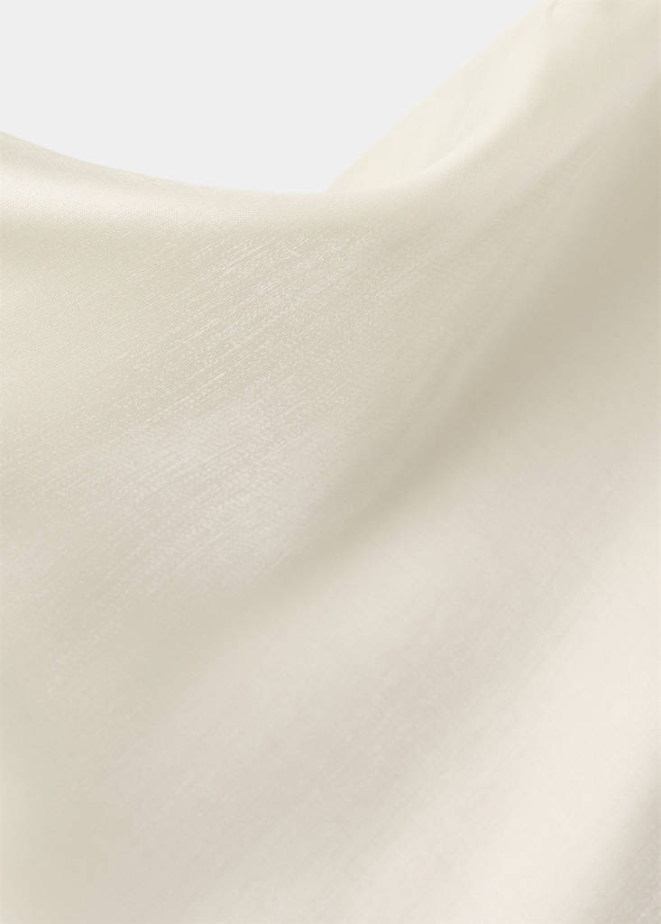 Satin dress with a low-cut neckline — Ivory White