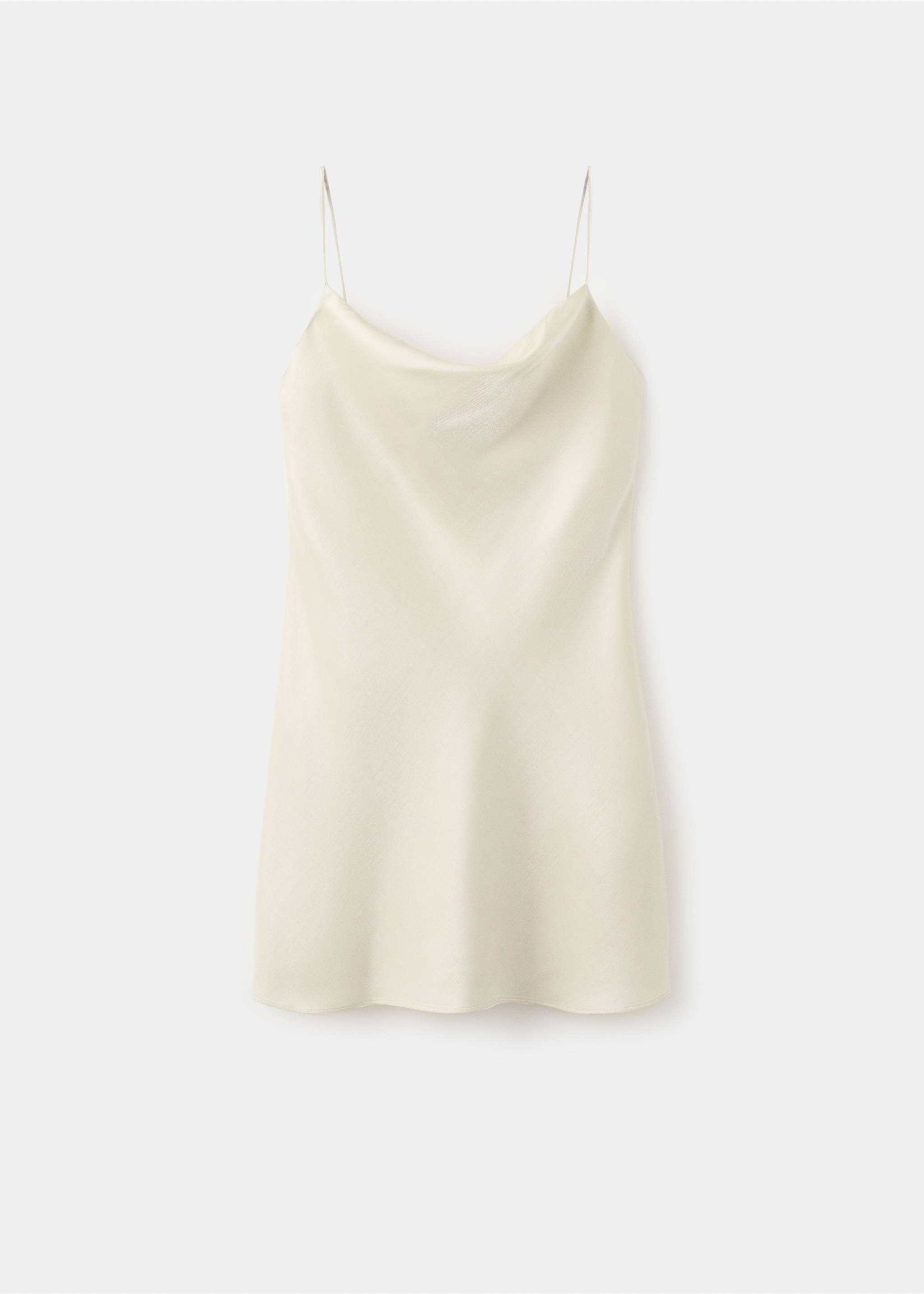 Satin dress with a low-cut neckline - Article without model, Ivory White. Ref: 27071193-00.