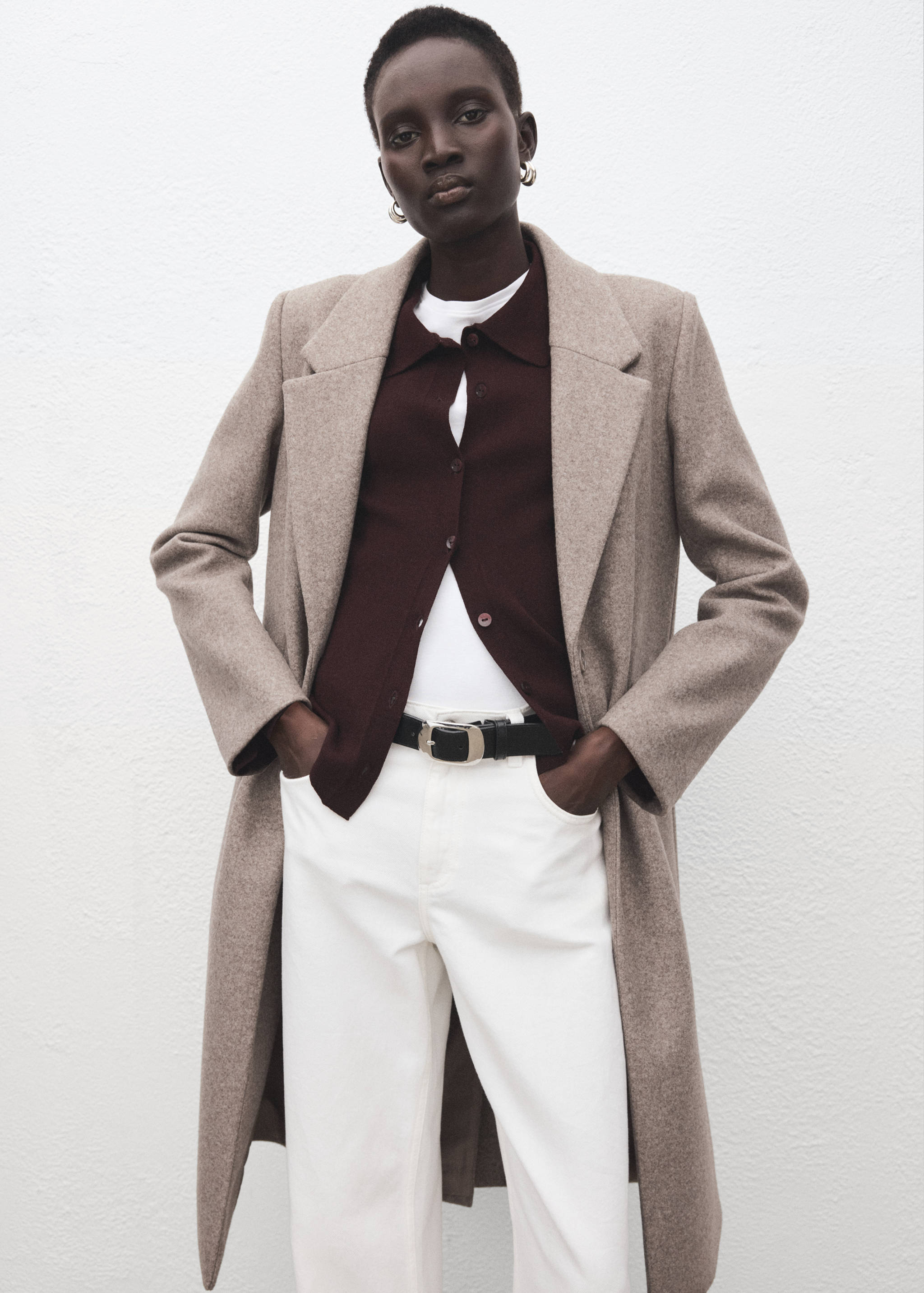 Combined coat with detachable collar - Medium plane