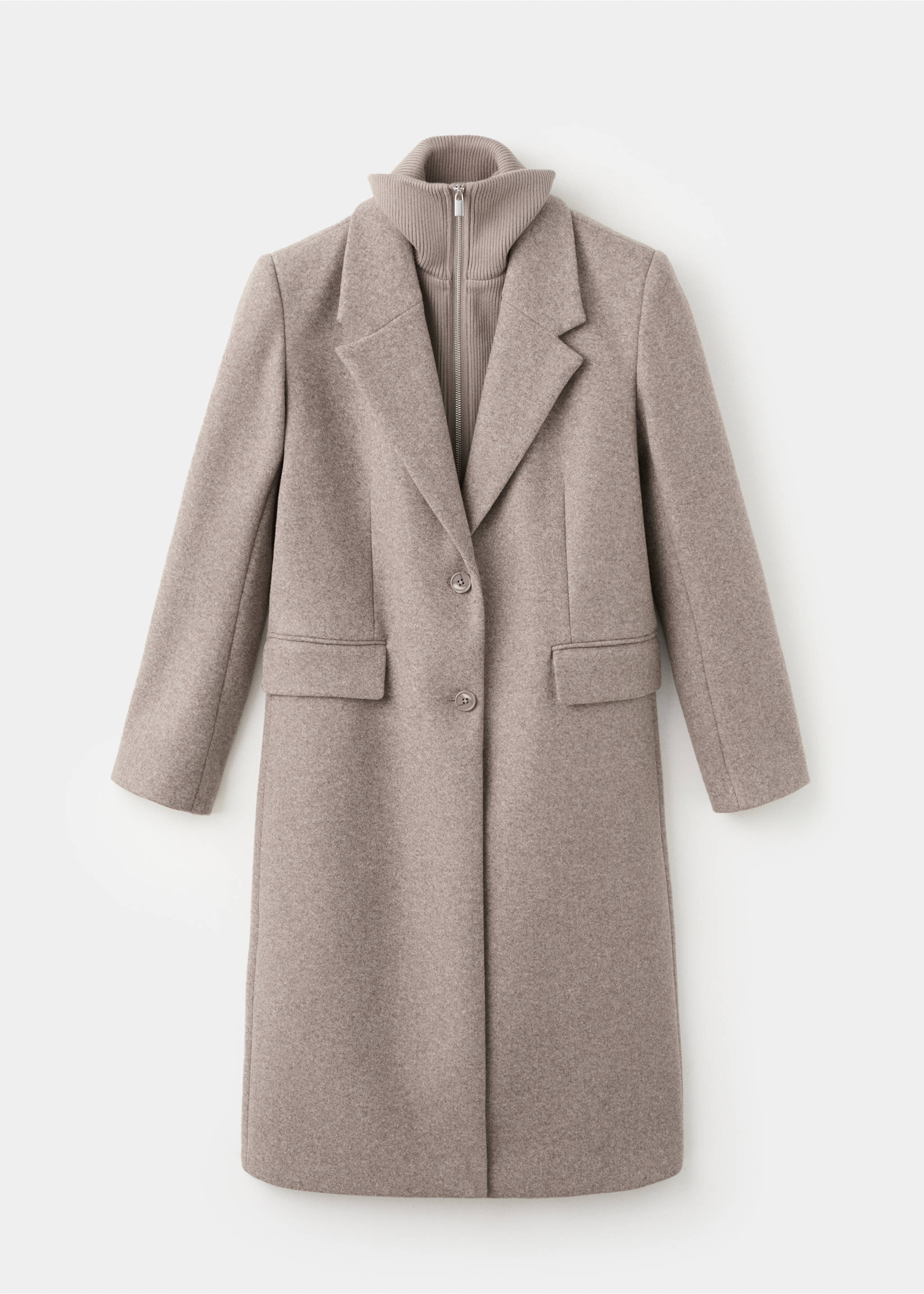 Combined coat with detachable collar - Article without model, Brown. Ref: 27071194-00.