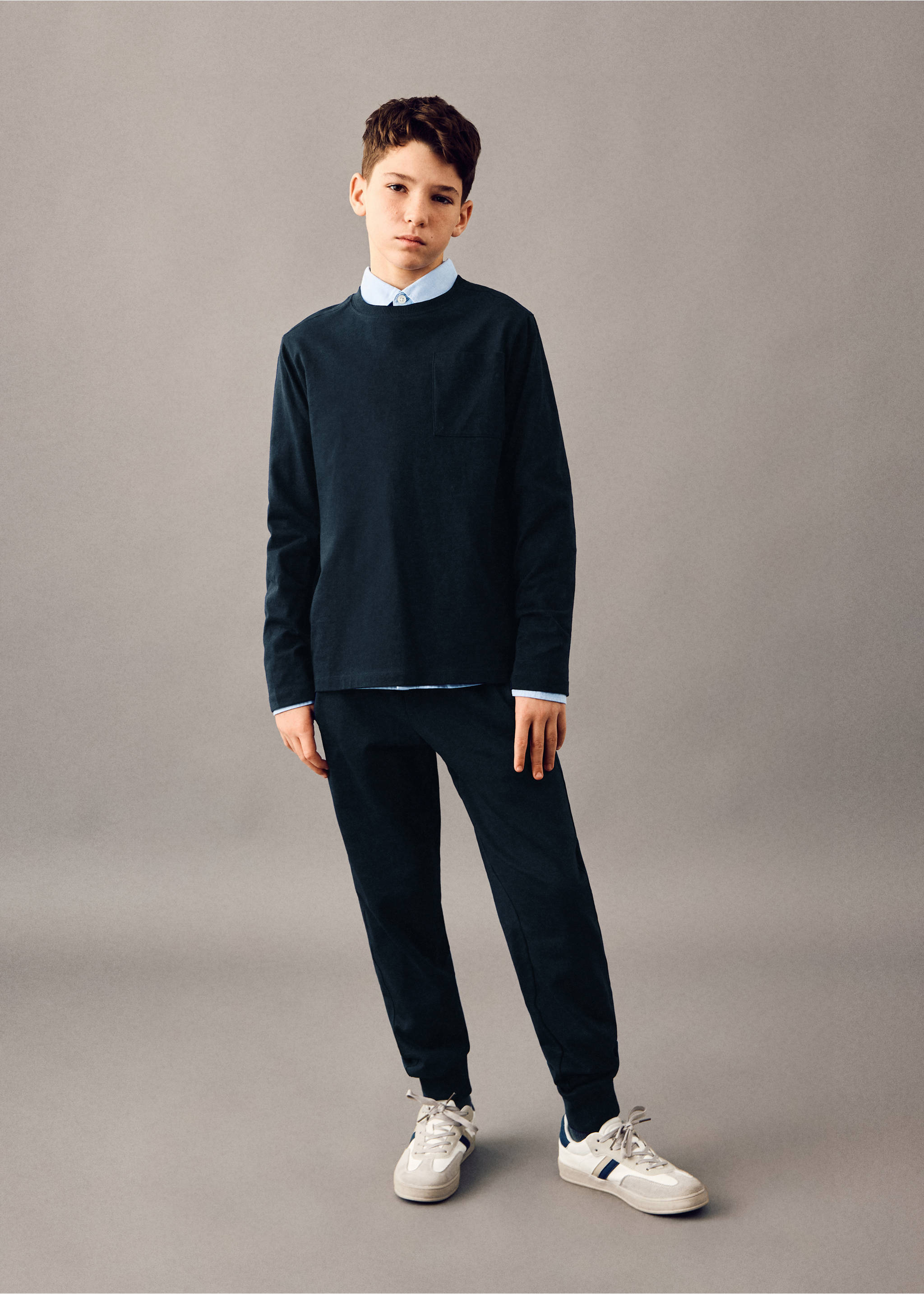 Camiseta manga larga bolsillo - Plano general, Azul marino. Ref: 27071195-00.