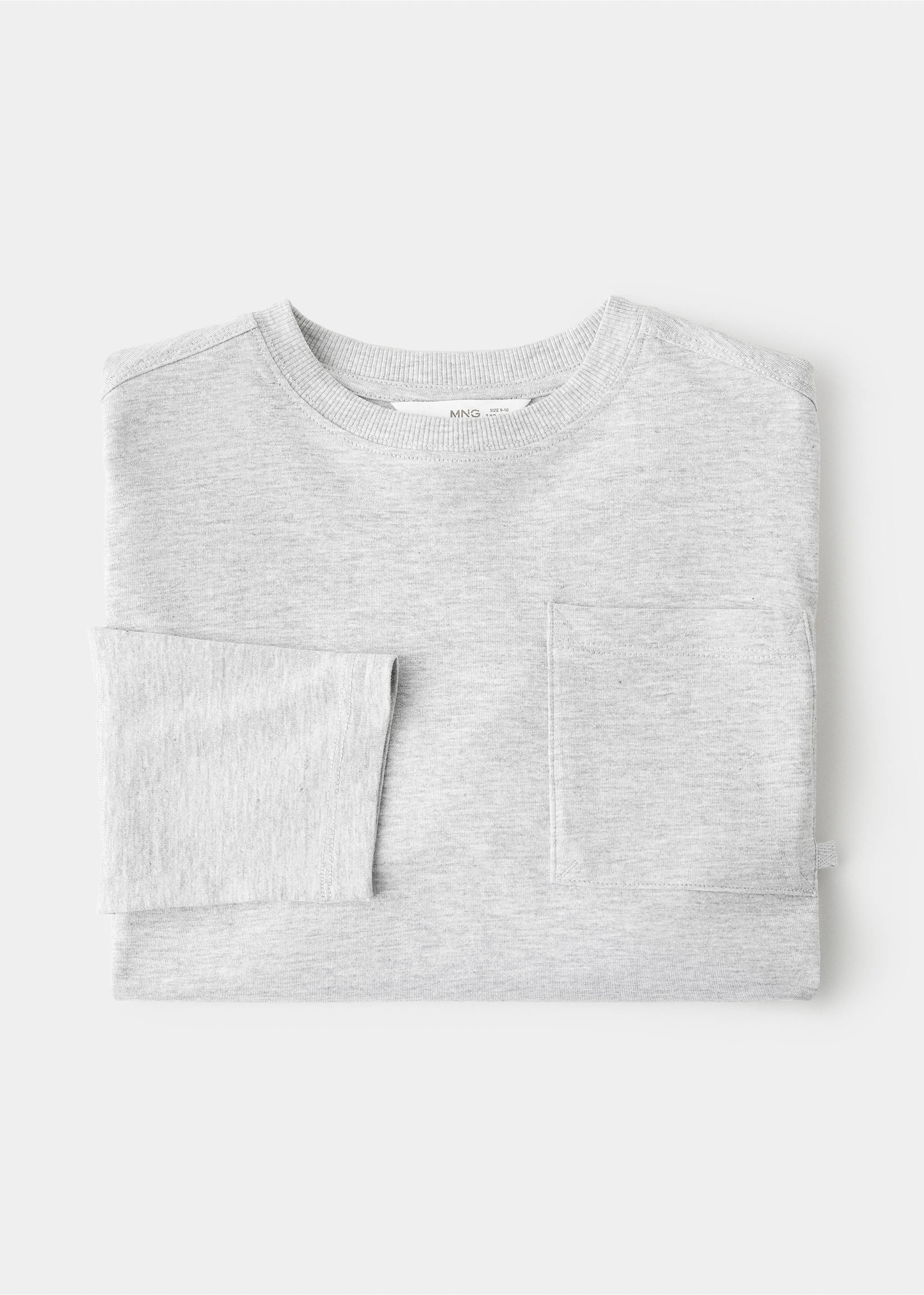Long-sleeved t-shirt with pocket - Details of the article 0, Medium Heather Grey. Ref: 27071195-00.