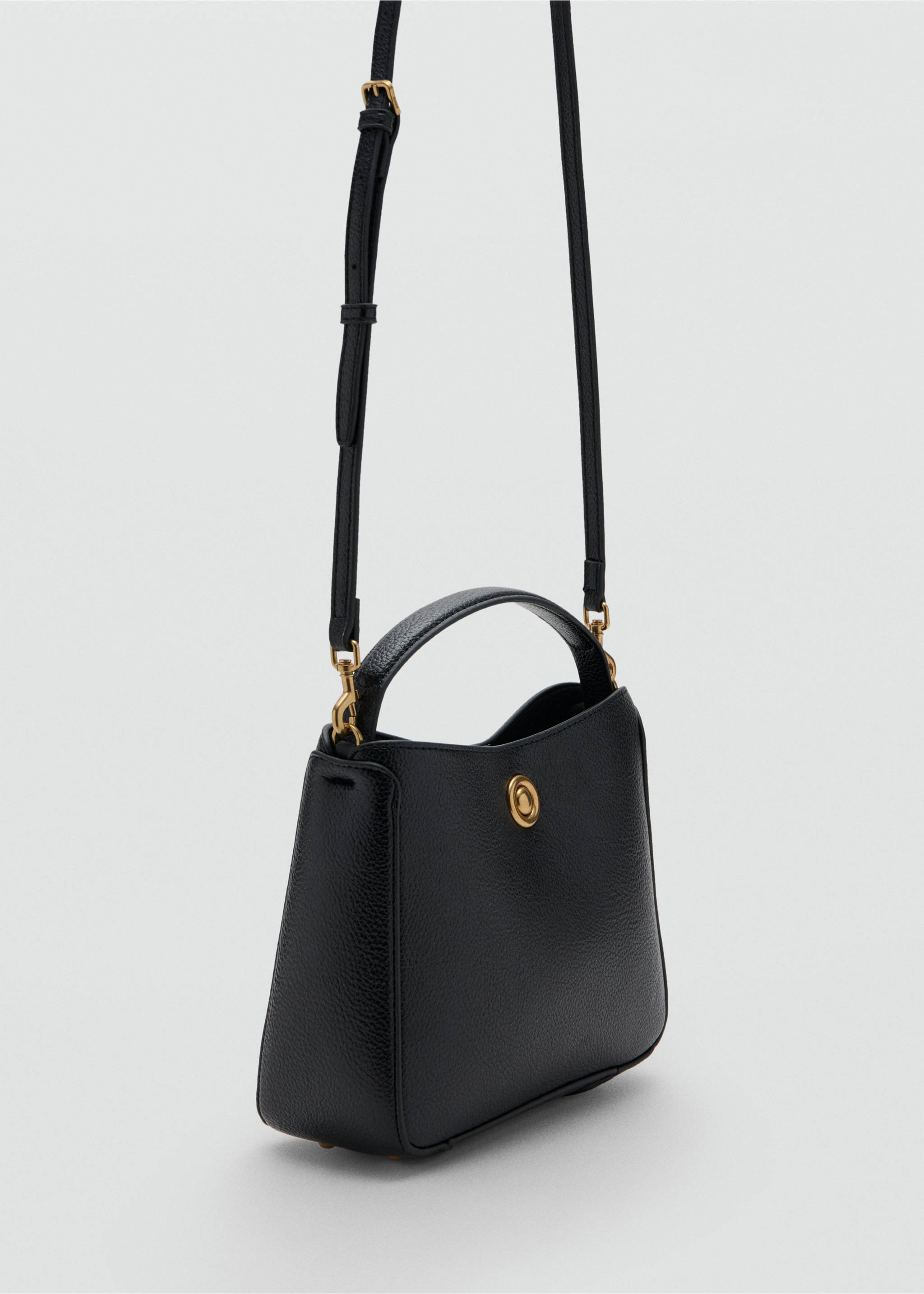 Small bucket bag with metal detail - Medium plane, Black. Ref: 27071197-00.